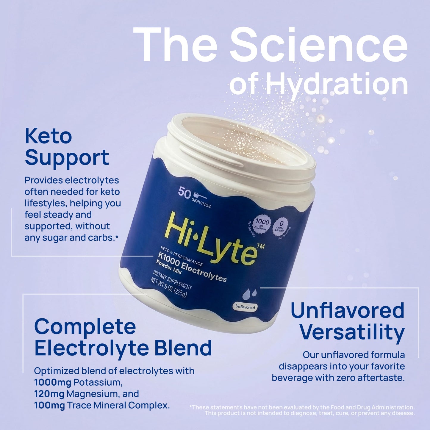 Hi-Lyte K1000 Electrolytes Powder, 50 Servings