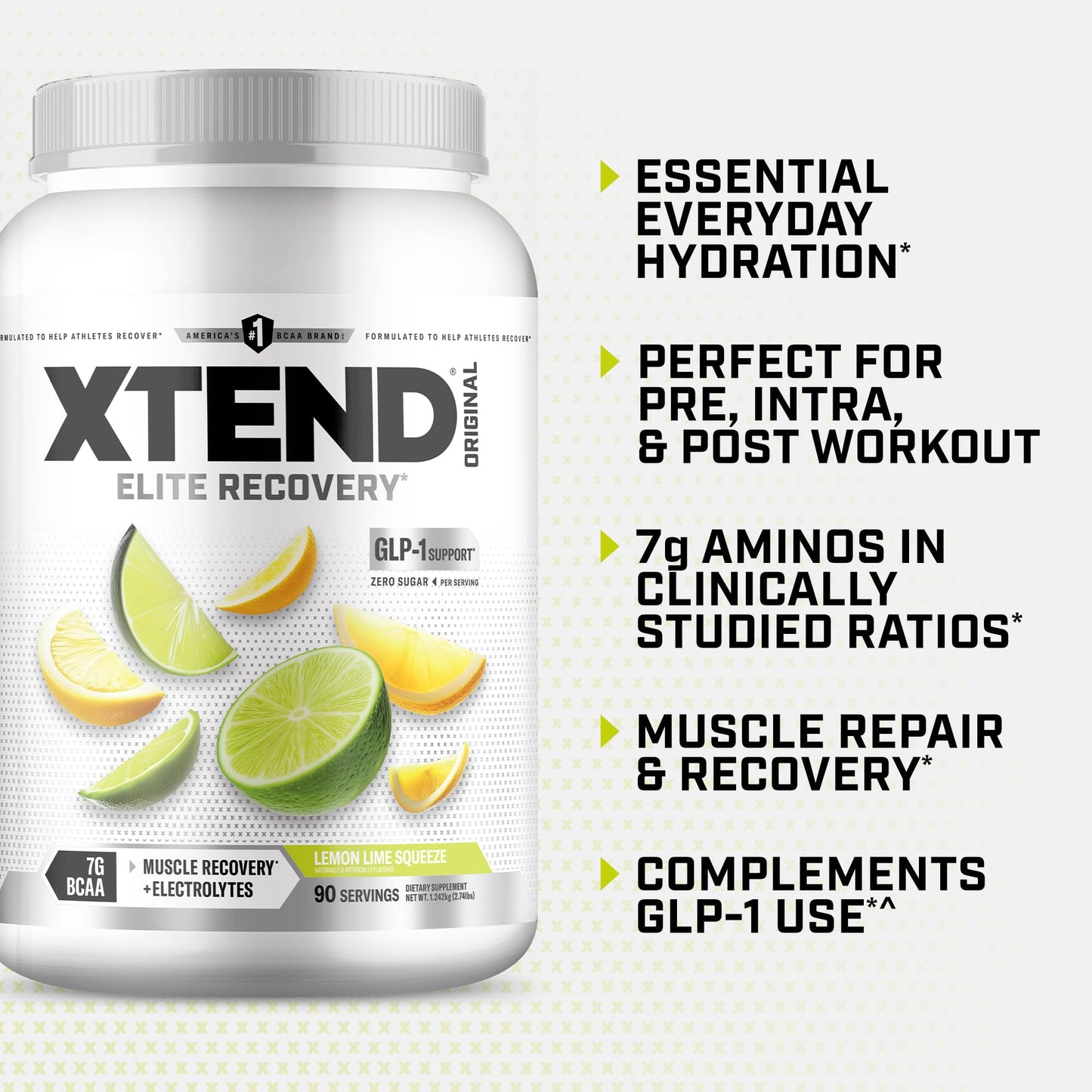 Xtend Original BCAA Powder with Zero Sugar, 90 Servings