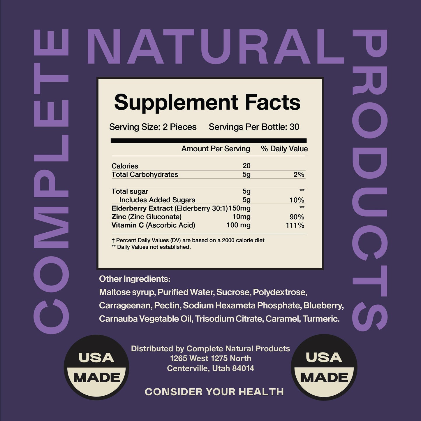 Complete Natural Products Elderberry Gummies Gummy 60 Count