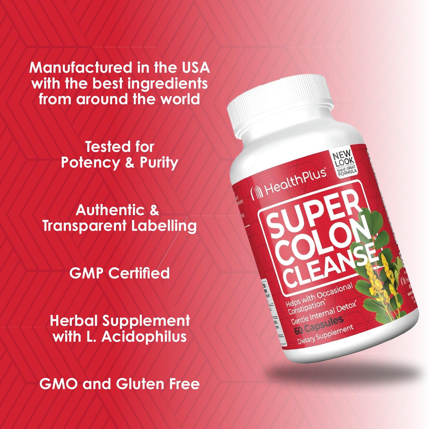 Health Plus Super Colon Cleanse Capsules, 60 Count