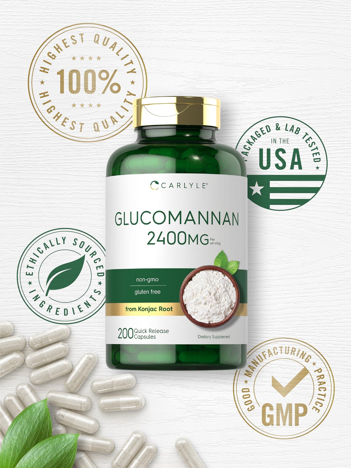 Carlyle Glucomannan Capsules, 200 Count