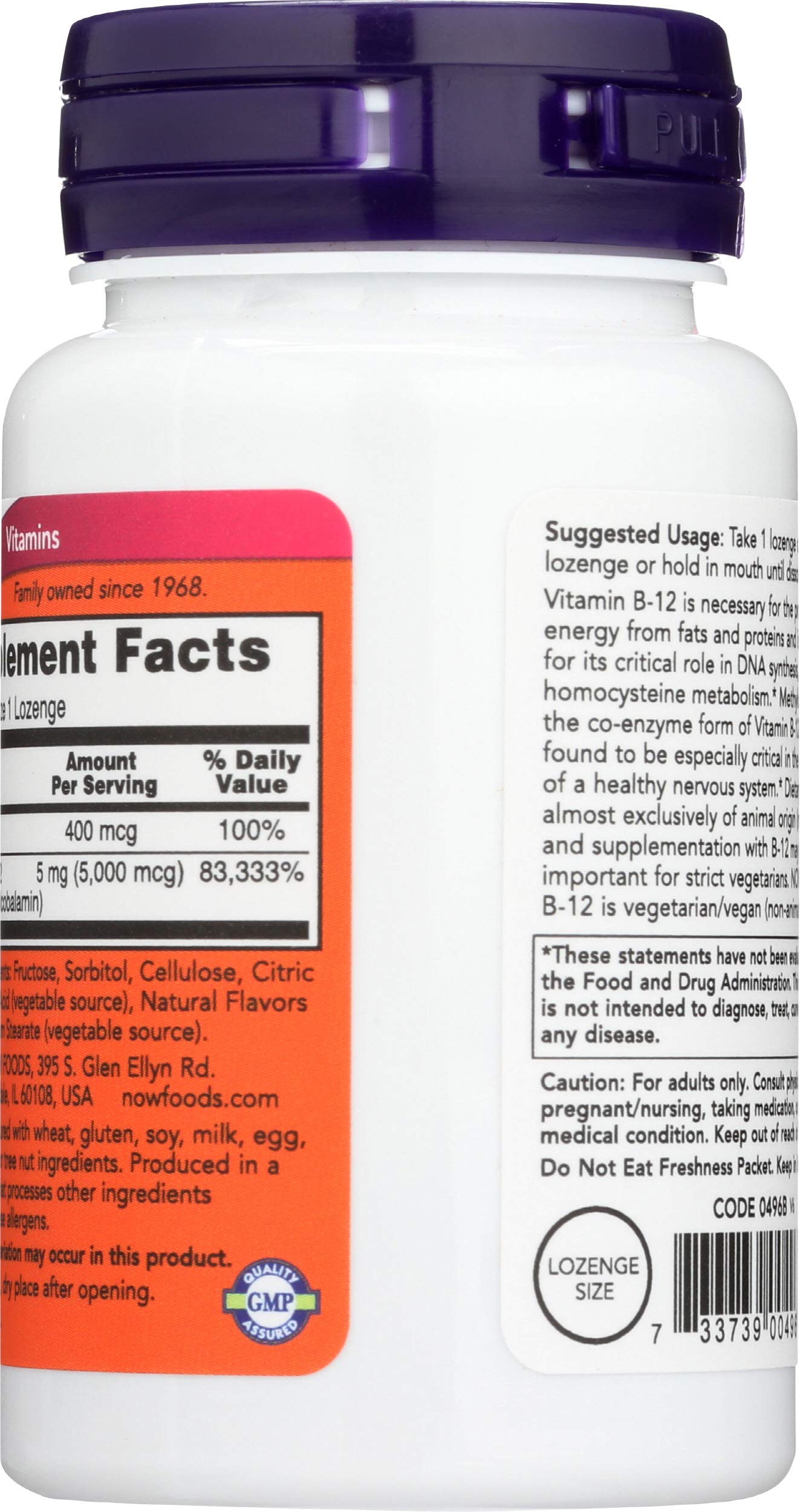 NOW Foods B12 Brain Lozenges Vitamin, 60 Lozenges