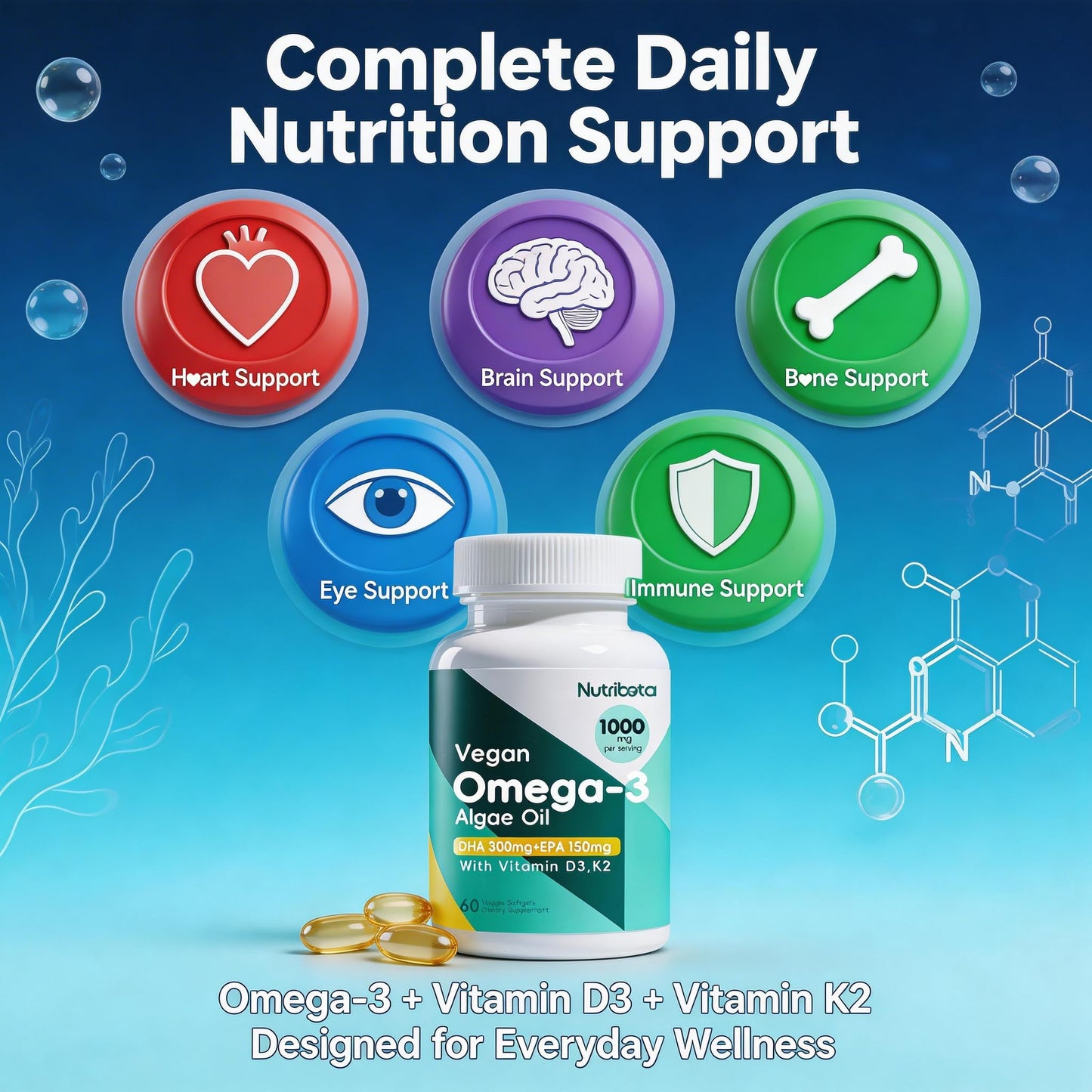 Nutribota Vegan Omega-3 Algae Oil Softgels 60