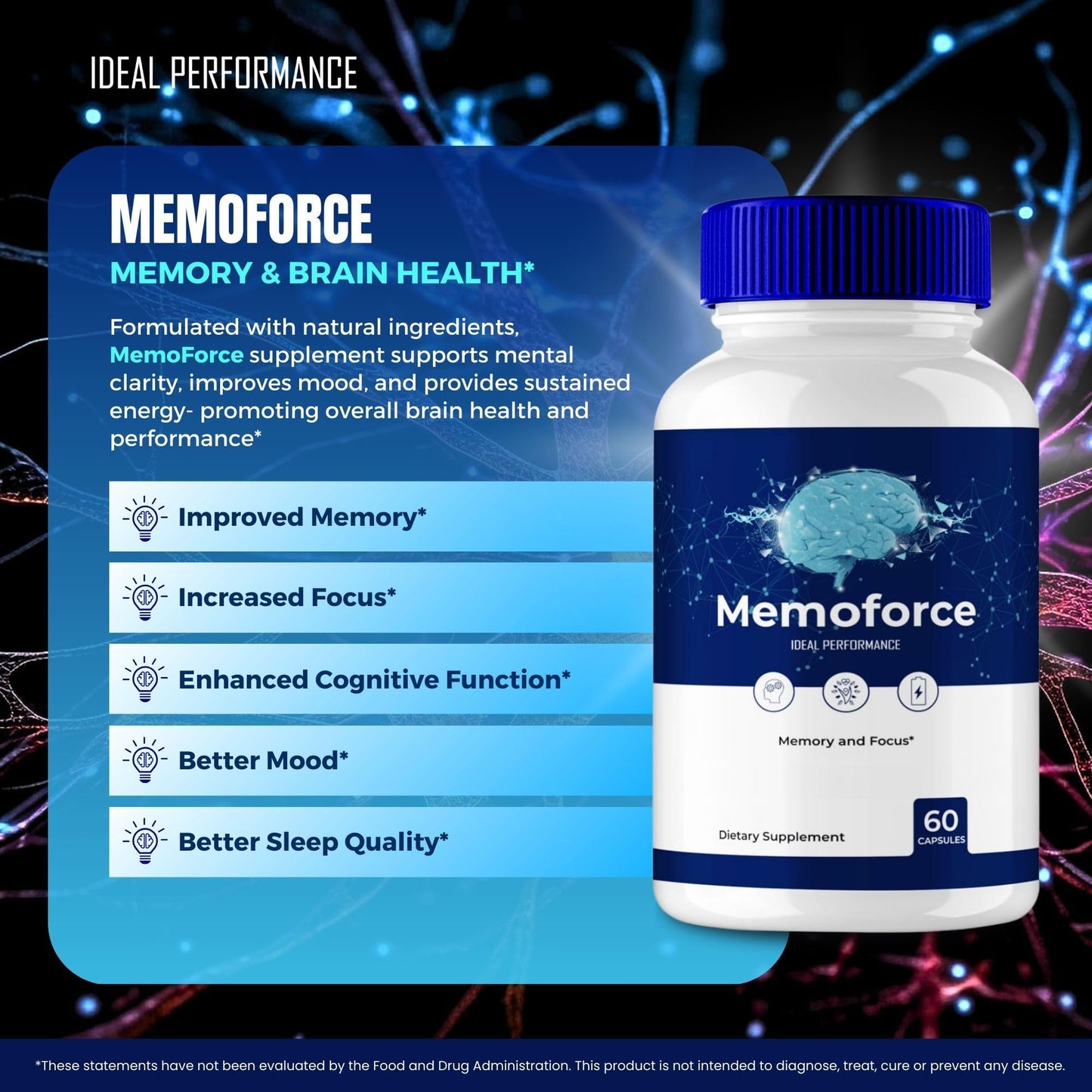 IDEAL PERFORMANCE Memoforce Capsule 180 Count