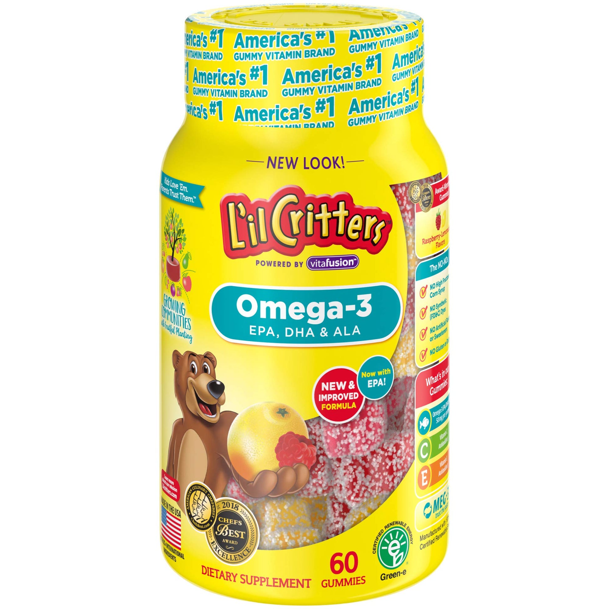 Lil Critters Omega-3 DHA Chewables, Lemonade Flavor, Pack of 2