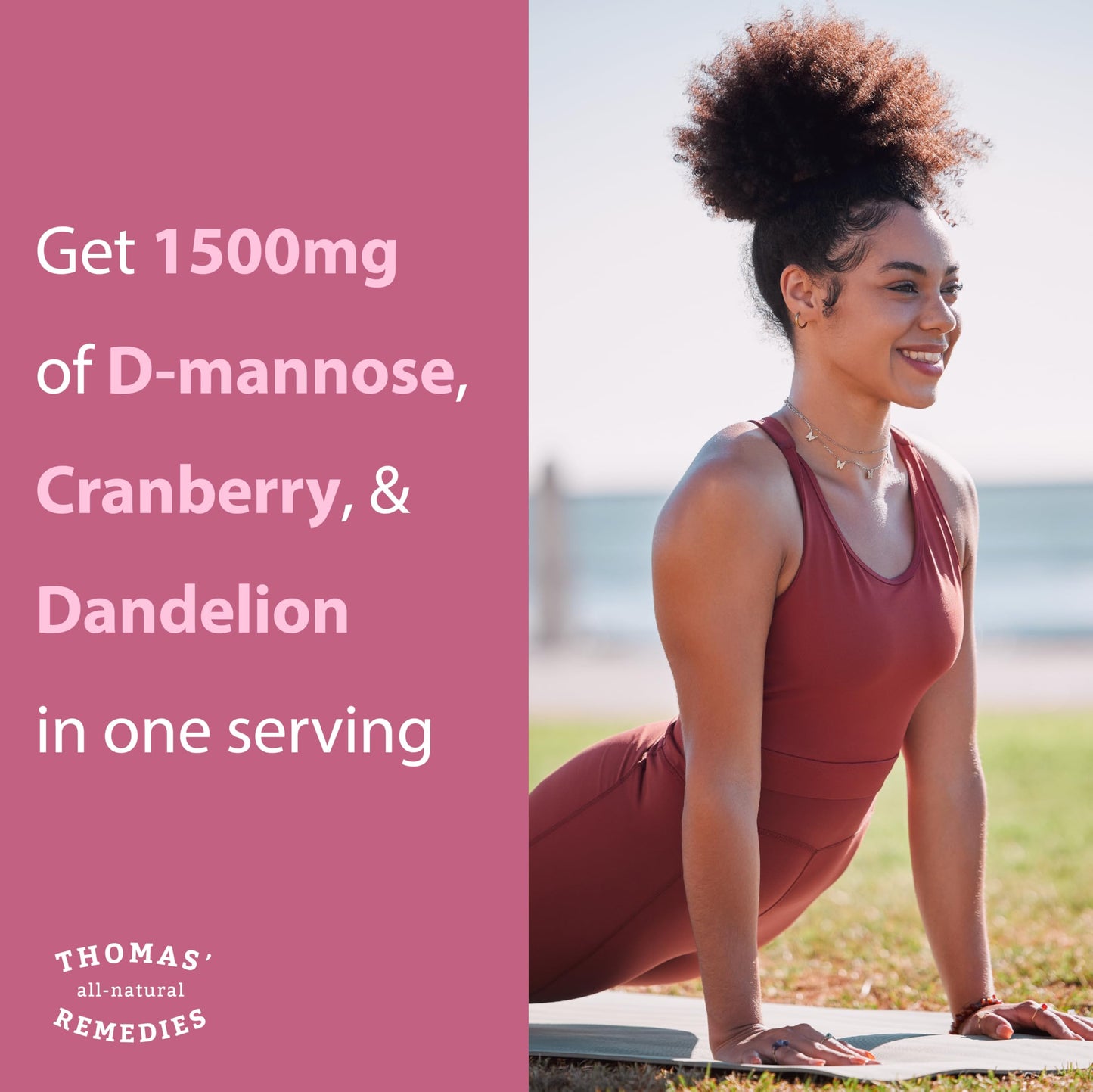 Thomas' all-natural Remedies D-mannose 1200mg with Cranberry and Dandelion, 120 Capsules