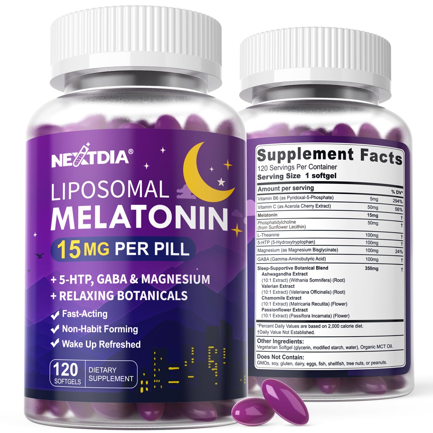 Nextdia Liposomal Melatonin Time Release Softgels, 240 Softgels