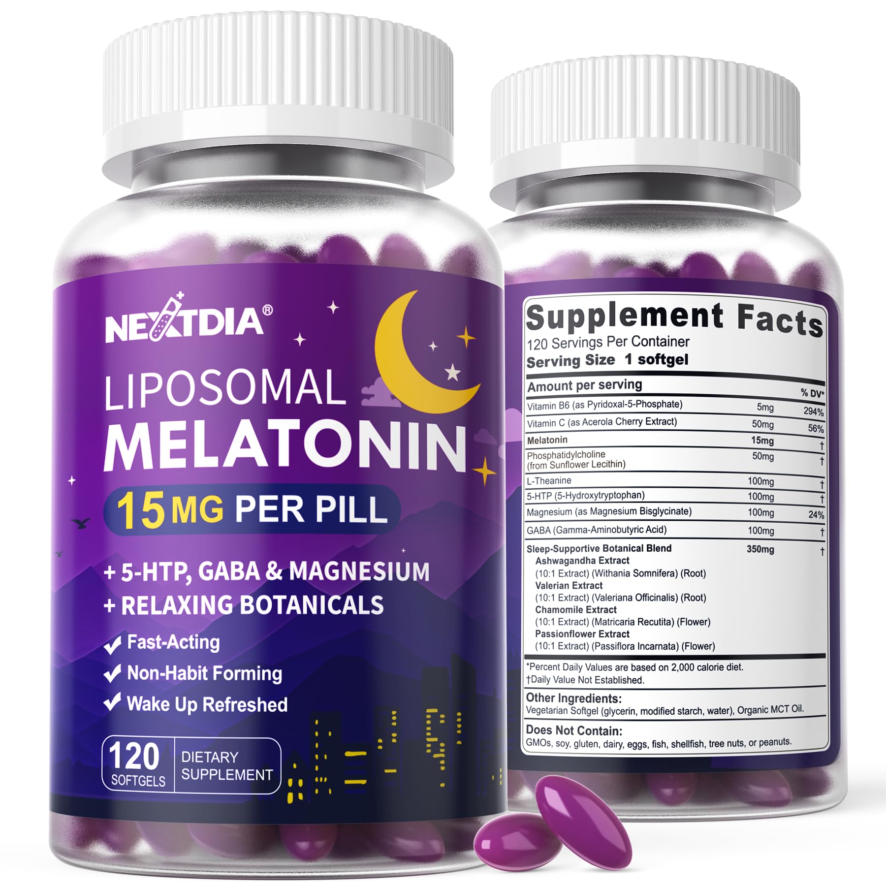 Nextdia Liposomal Melatonin Time Release Softgels, 240 Softgels
