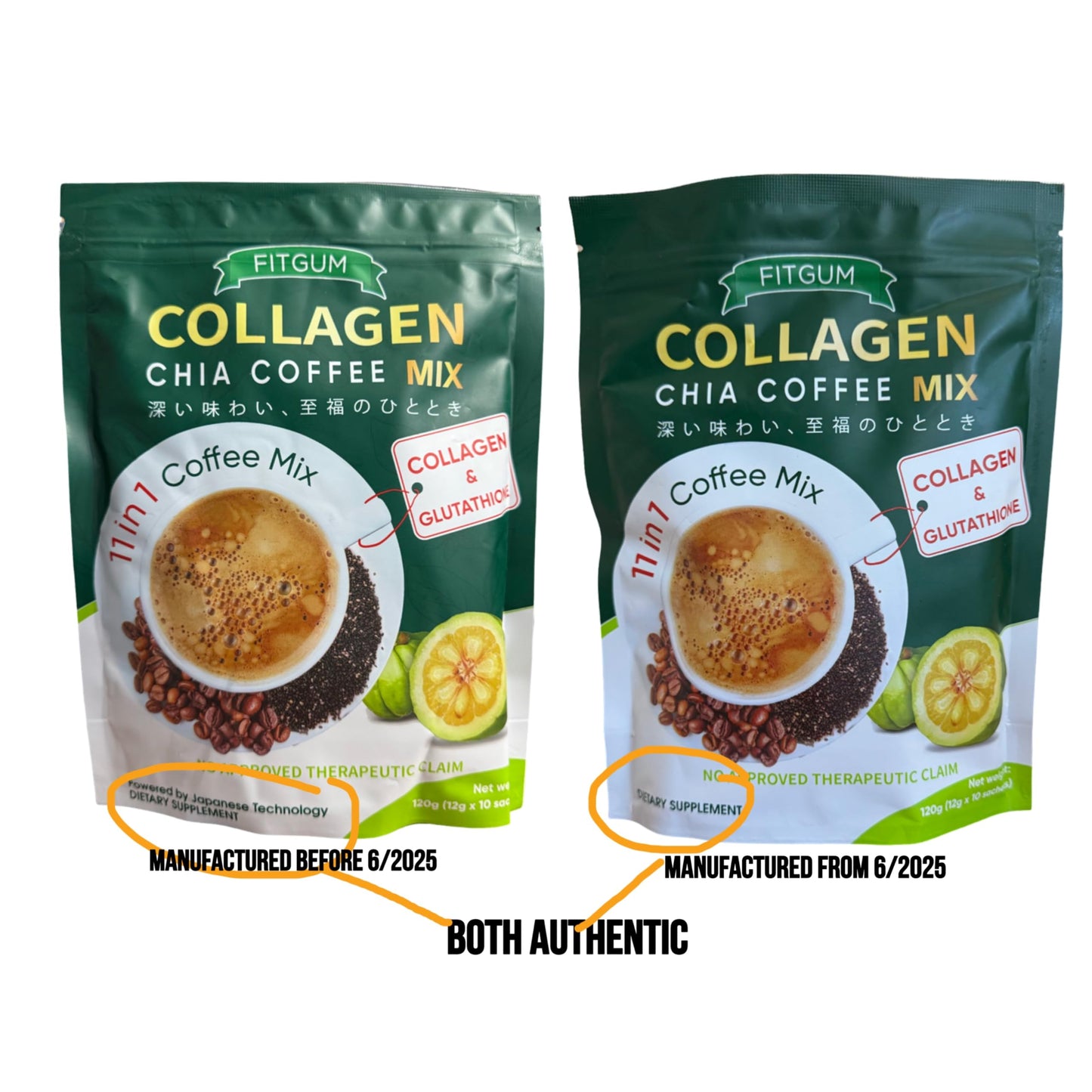 Beauty Milk Fit Gum Collagen Chia Coffee - 11 in 1 Coffee Mix Powder 4.3 oz