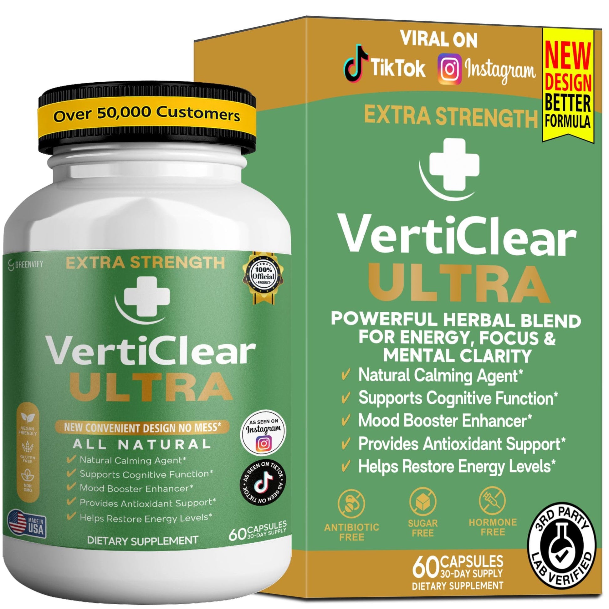 GREENVIFY VertiClear Ultra Dietary Supplement Capsules 60 Count