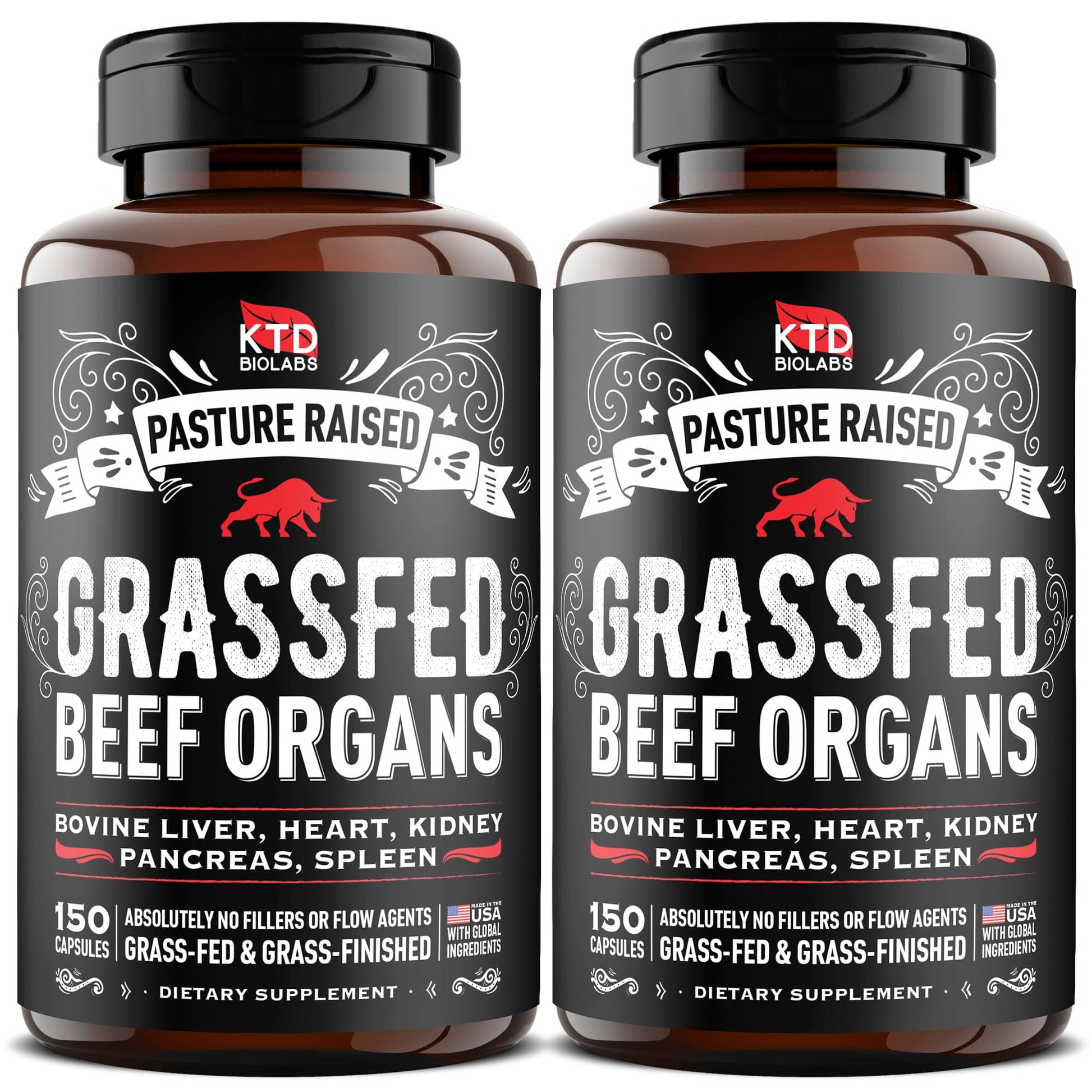 KTD BIOLABS Grass Fed Beef Organ Supplement Capsules 300