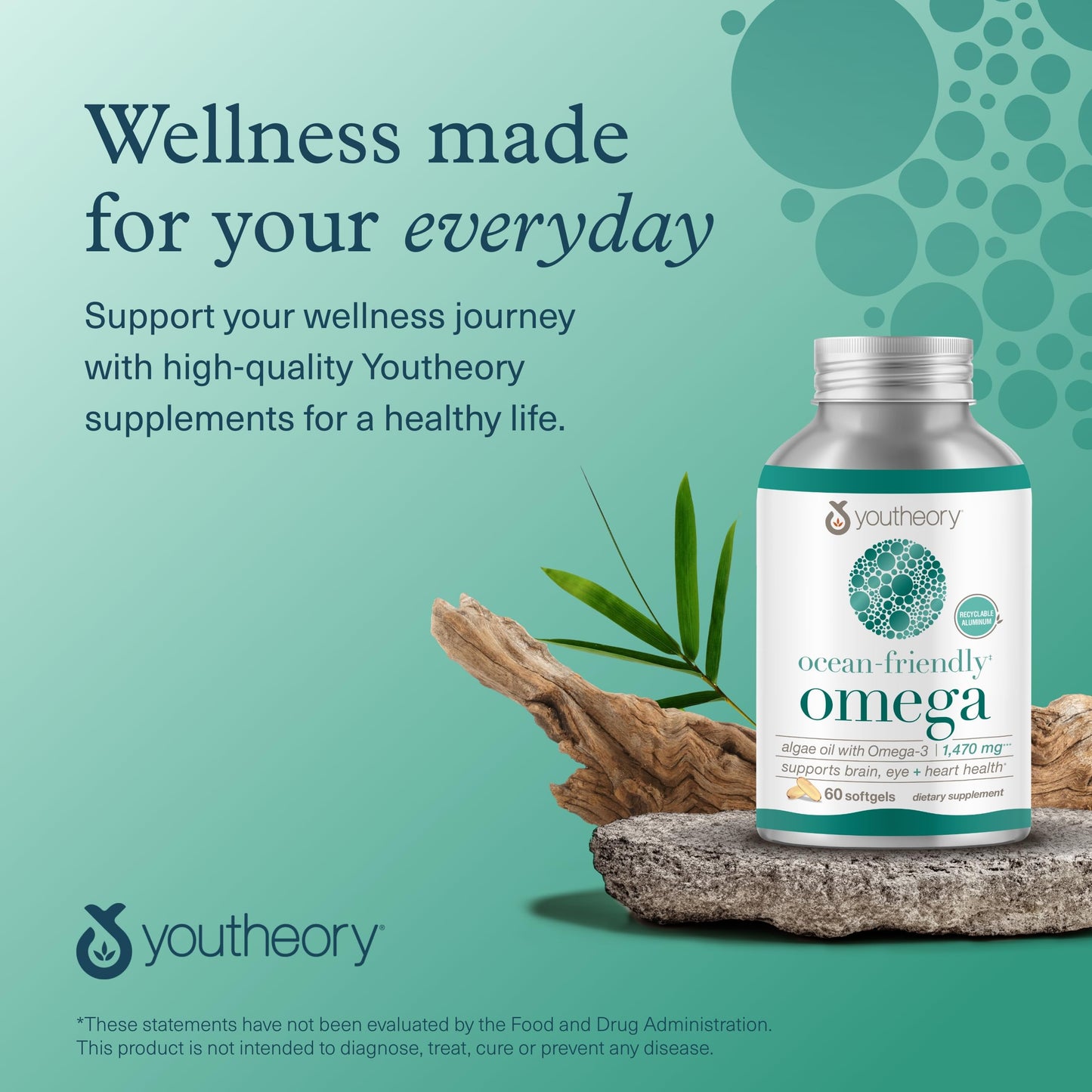 Youtheory Ocean-Friendly Omega Vegan Algae Omega-3 Softgels 120