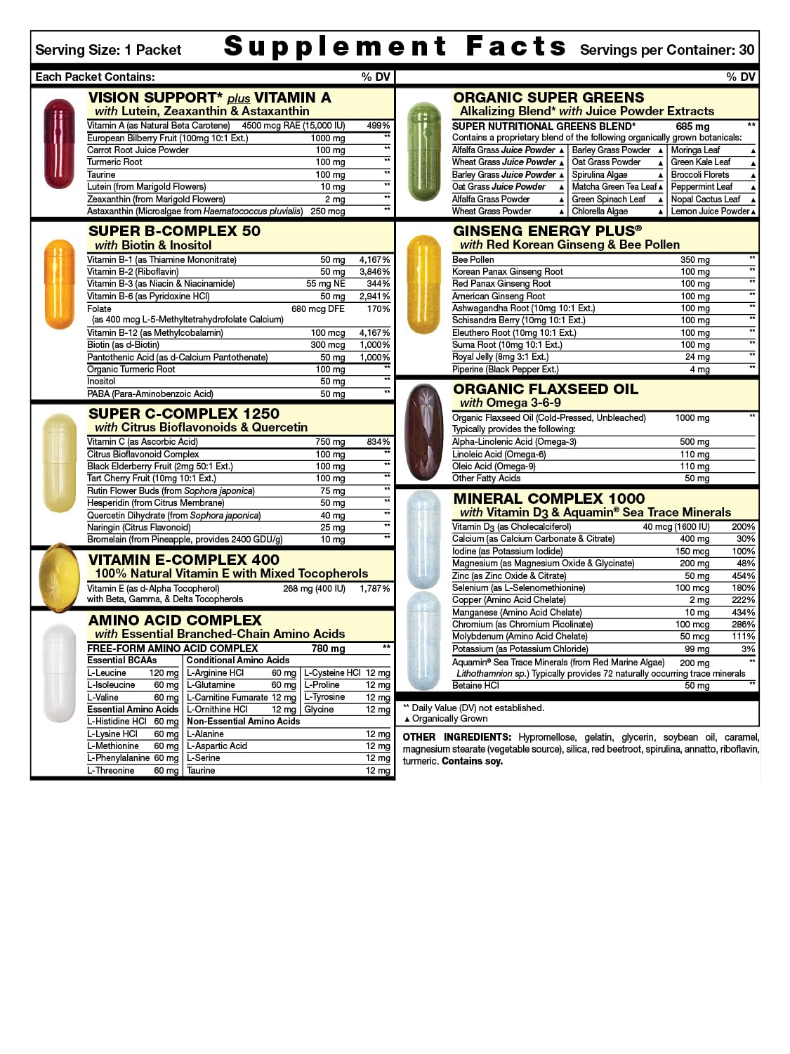 Fresh Start All-in-One Daily Vitamin Pack Capsule 30 Count