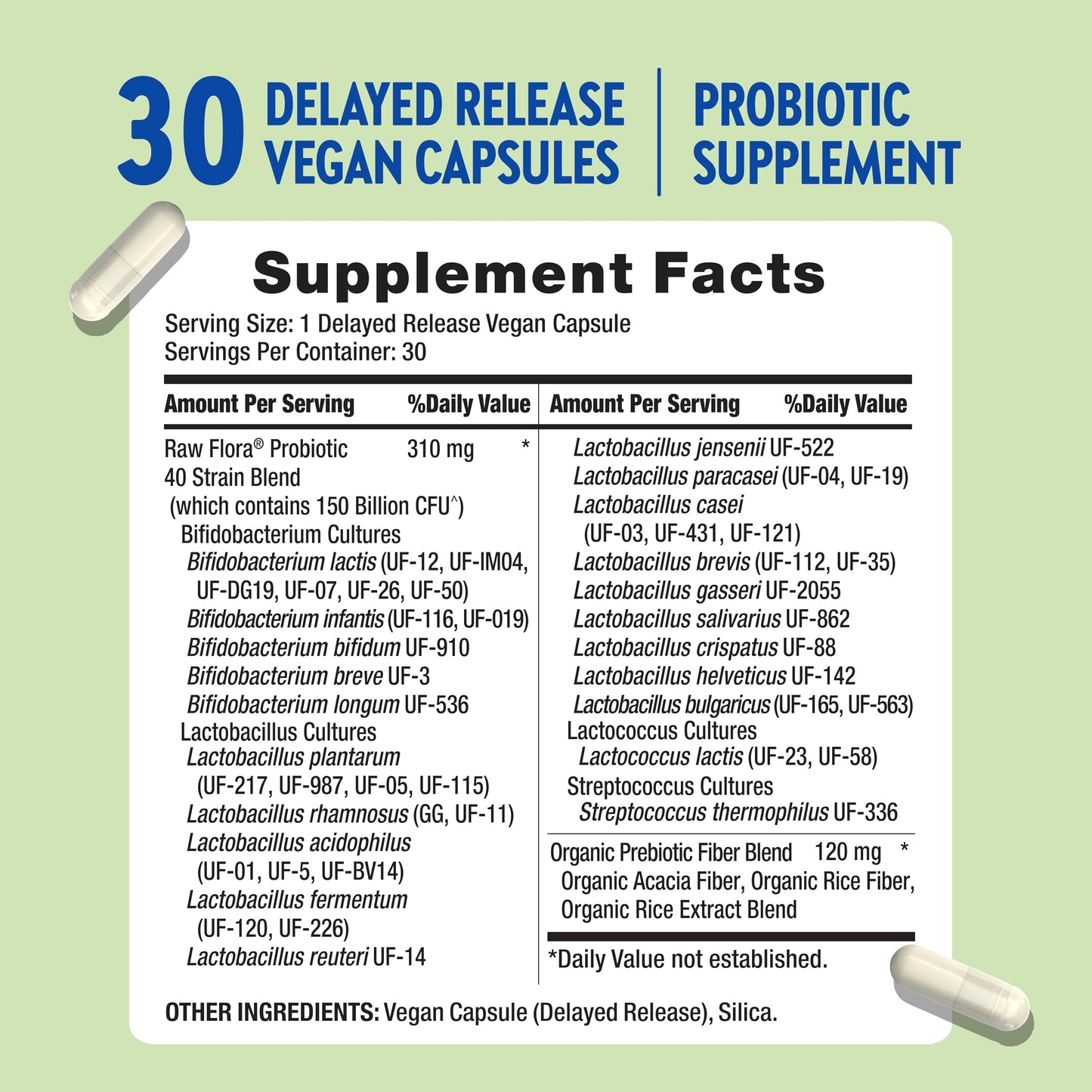 Raw Flora Probiotics with Prebiotics, 30 Capsules