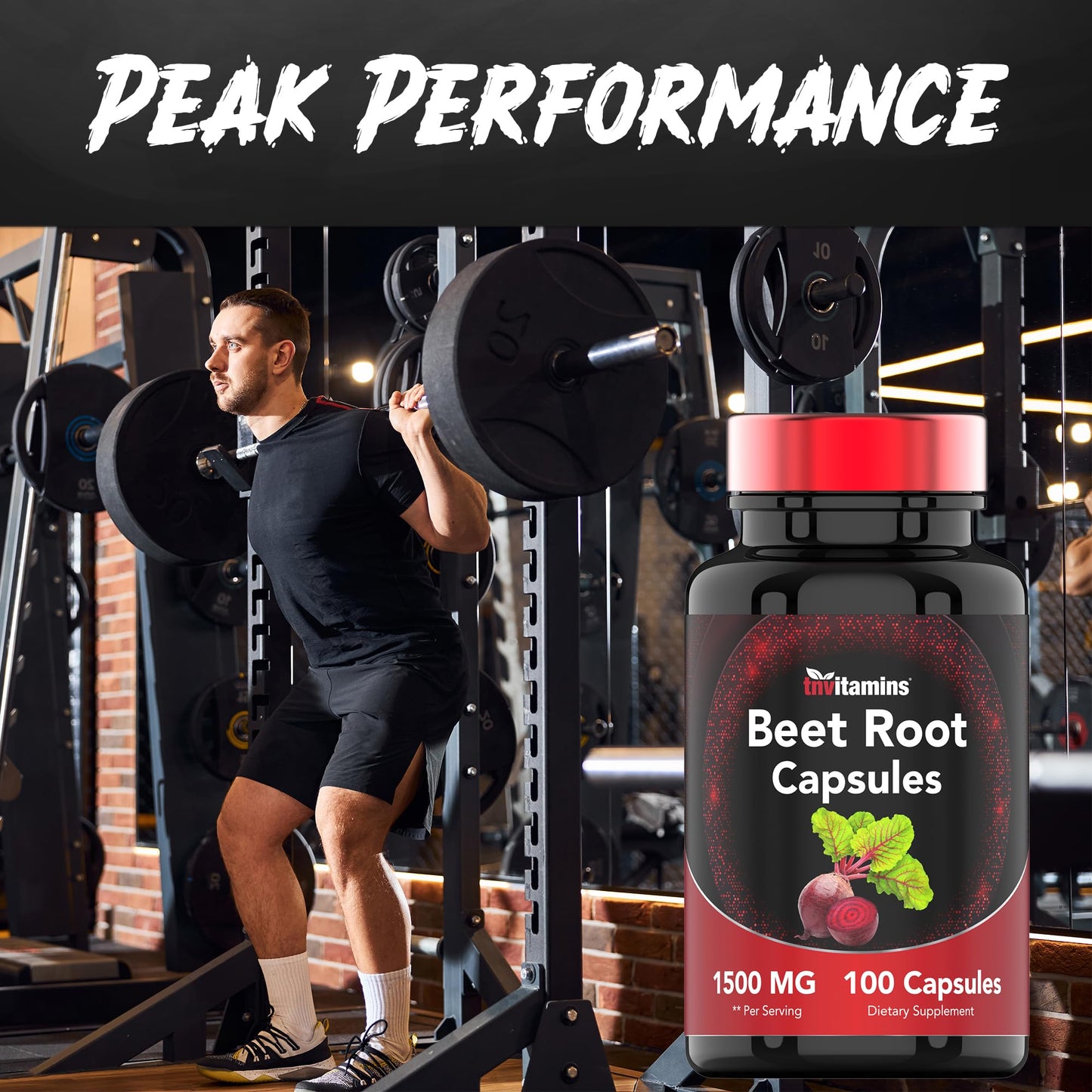 TNVitamins Beet Root 1500 mg Capsules, 100 Count