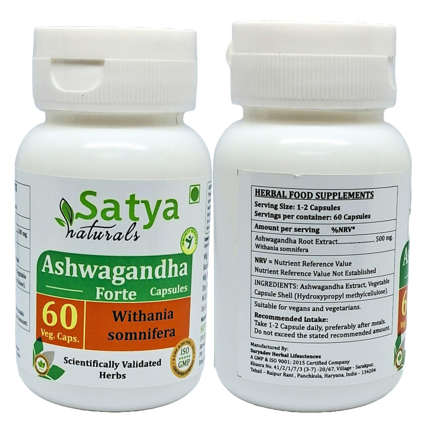 Satya Naturals Ashwagandha Forte Capsules 500 mg, 120 Capsules