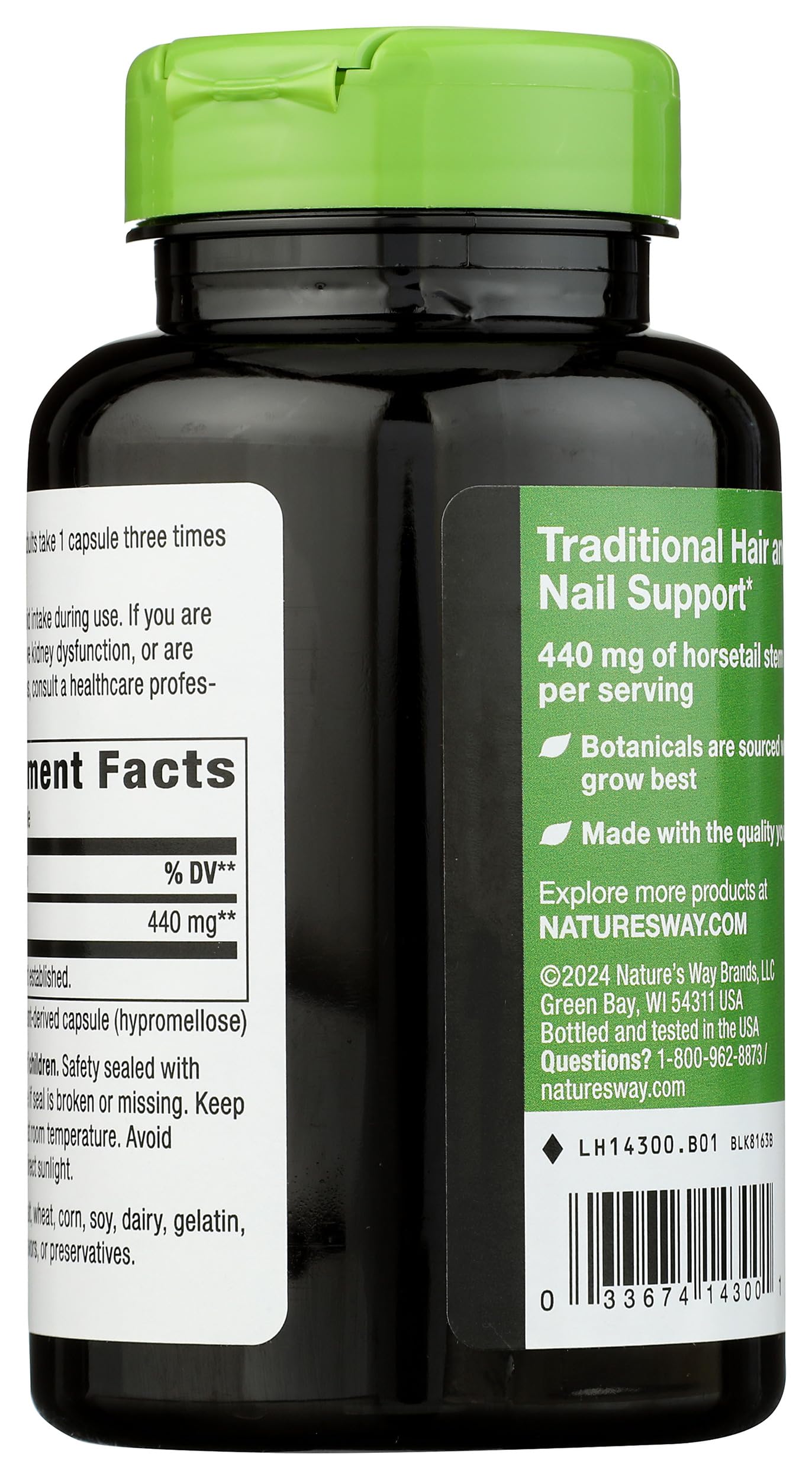 Nature's Way Premium Herbal Horsetail Grass 440 Mg Capsules, 100 Count