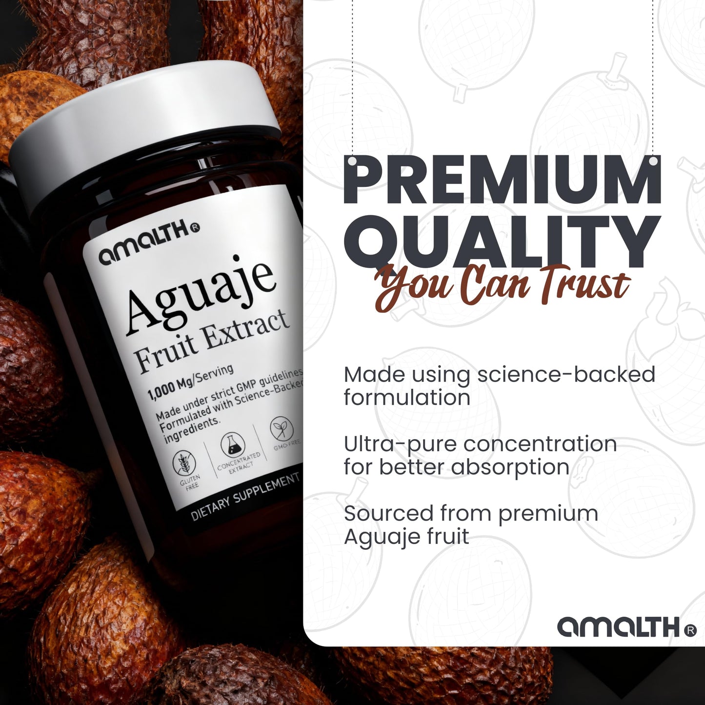 AMALTH Aguaje Curves 1000 mg Capsule for Women, Extra Strength from Peru Natural Supplements, 120 Capsules, Non-GMO