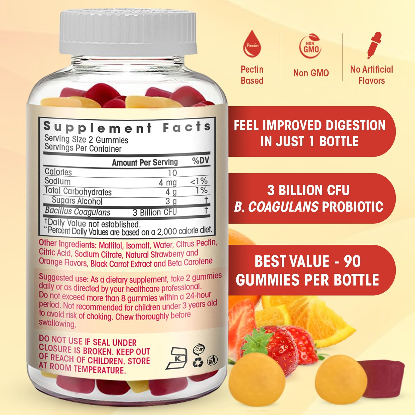 Flamingo Supplements Sugar-Free Probiotic Gummies Gummy 90 Count