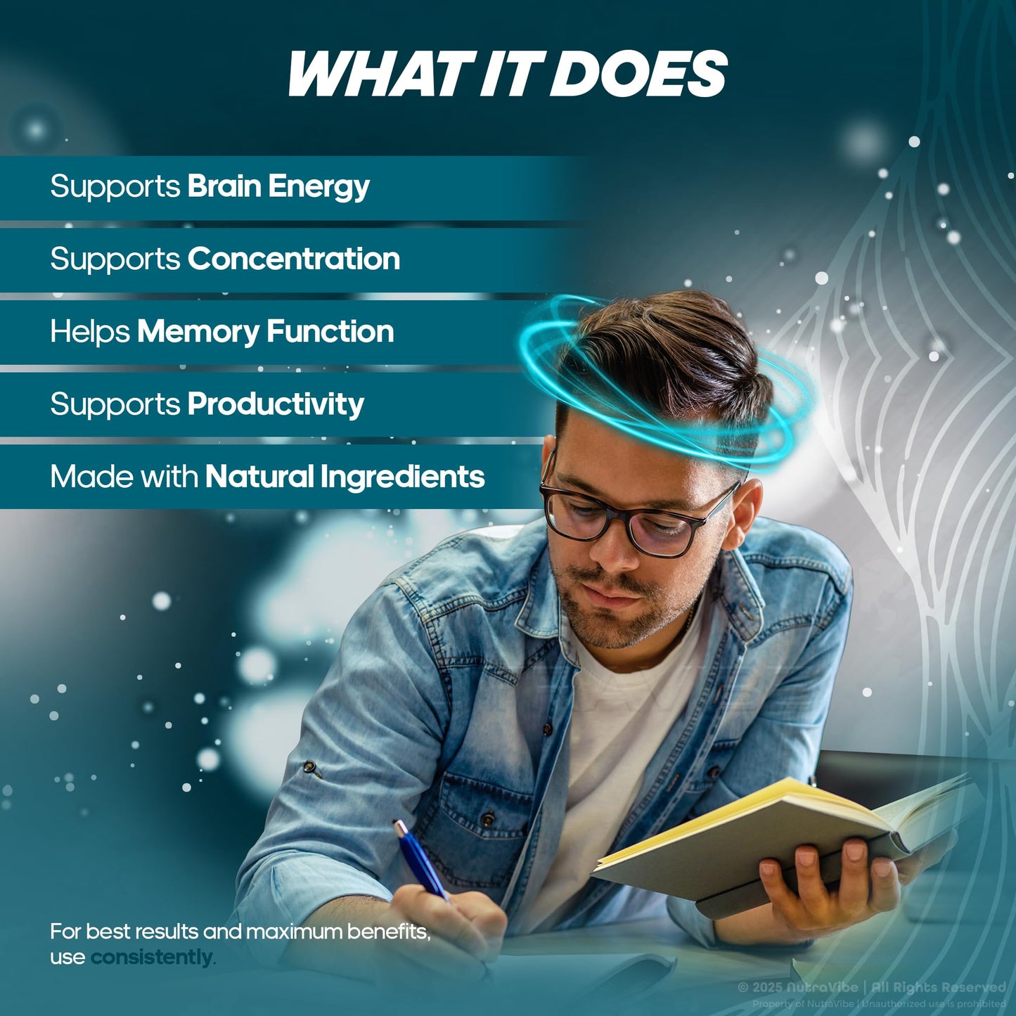 NutraVibe Cure Fight for Memory – Brain and Memory Support with Advanced 3D Formula Capsules, 60 Count