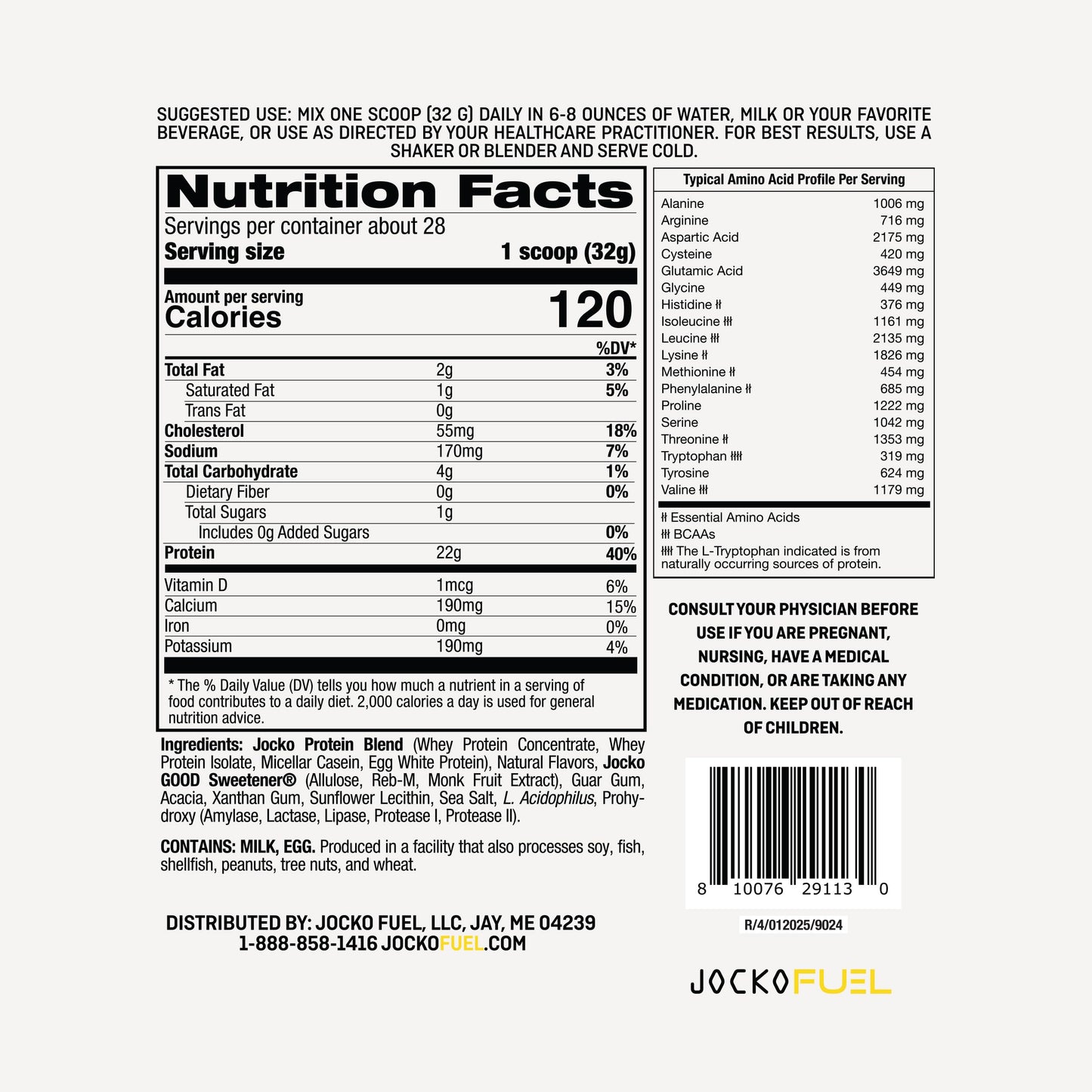 Jocko Fuel Whey Protein Powder Banana Cream, 32 Servings