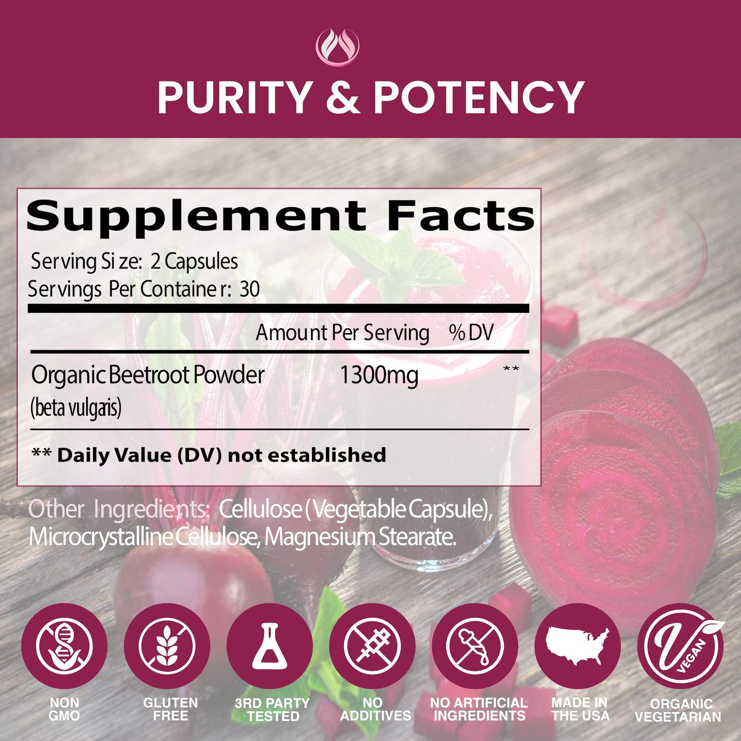 THE ENCLARE NUTRITION Beet Root Powder Beetroot 1300mg, 120 Capsules
