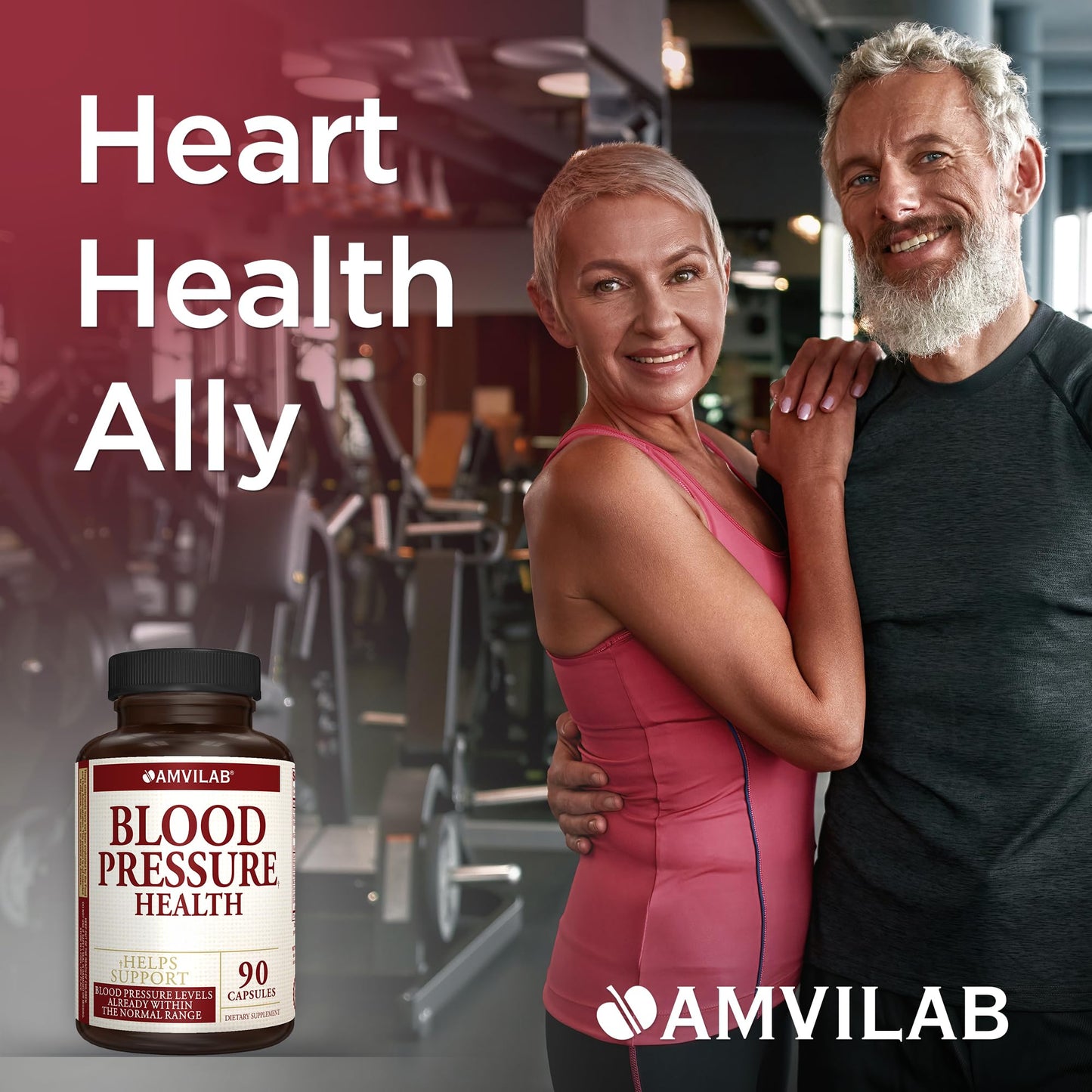 AMVILAB Blood Pressure Health Supplement, Heart Support, 90 Capsules