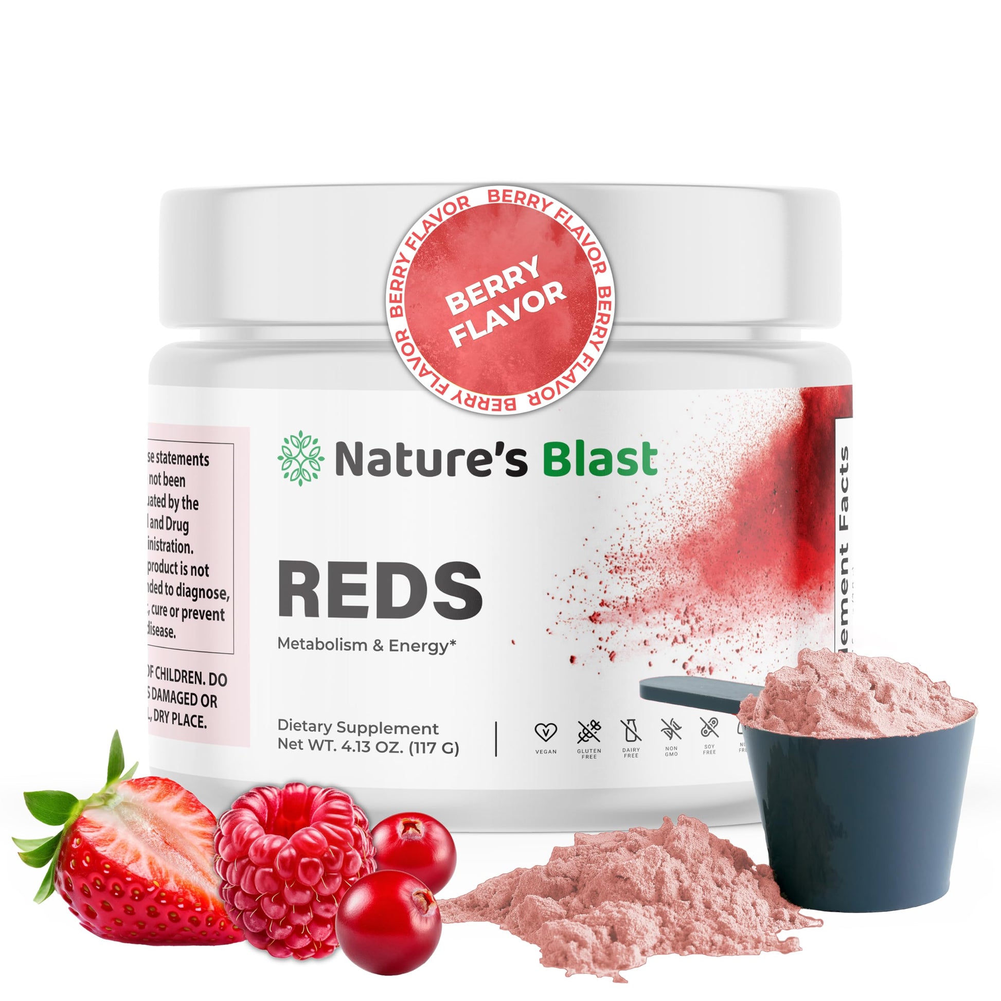 NATURES BLAST Reds Superfood for Metabolism and Energy with Probiotics Powder 4.13 oz