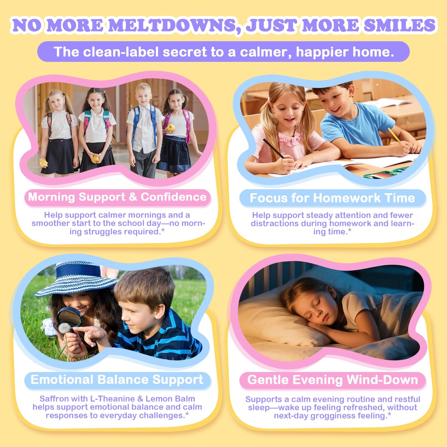 LanranBee Saffron Gummies for Kids, Magnesium for Sleep Gummies, Calm Mood Gummies, 120 Gummies