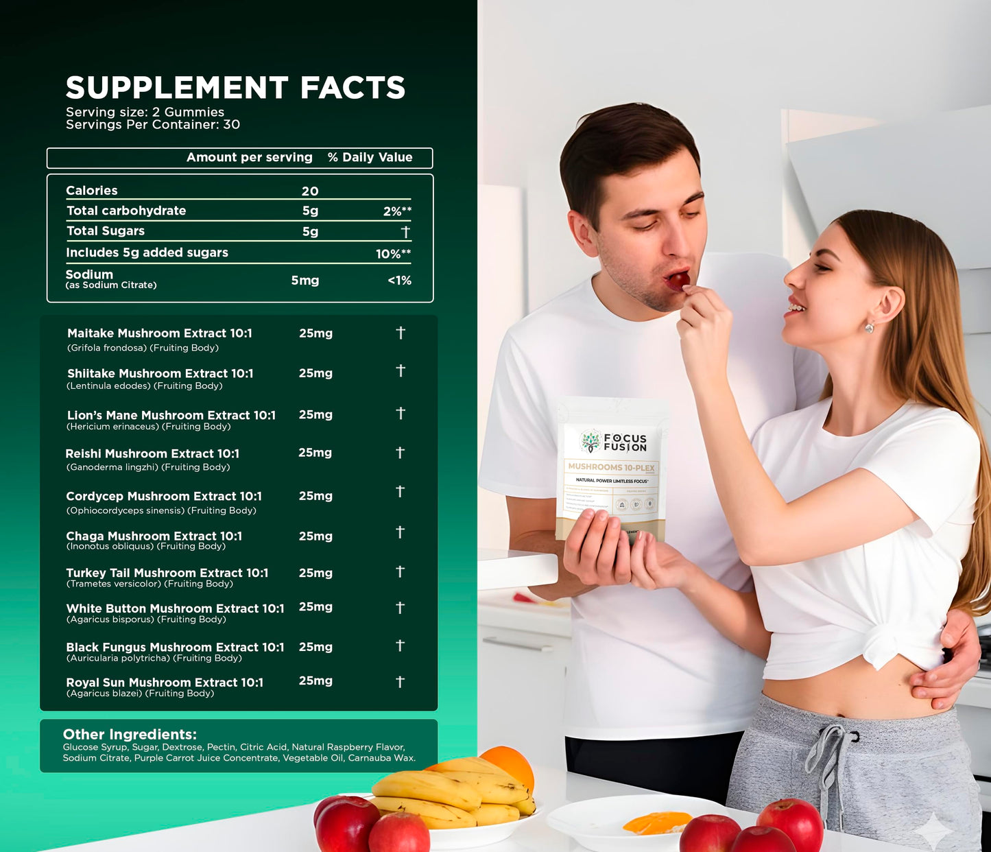 Focus Fusion 10-Plex Mushroom Gummies 60 Gummies