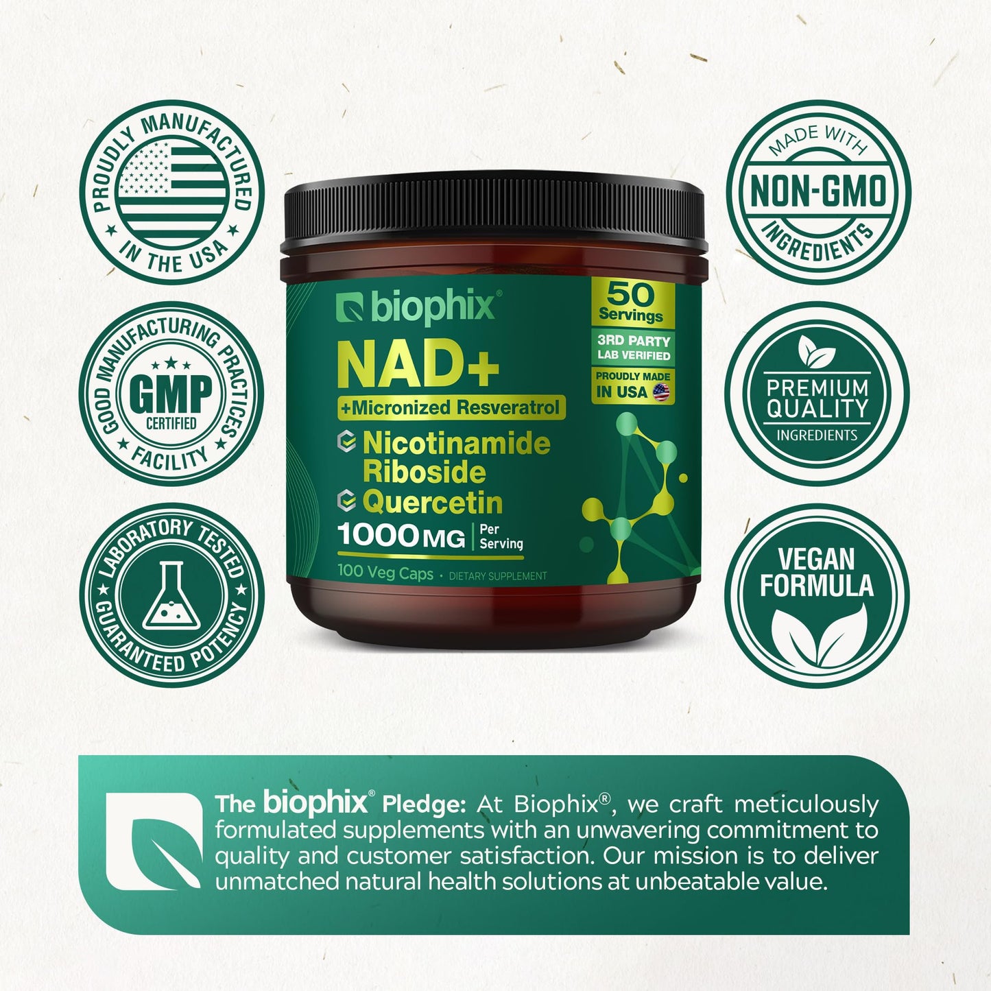 Biophix NAD+ Liposomal Supplement for Women & Men Capsule 100 Count