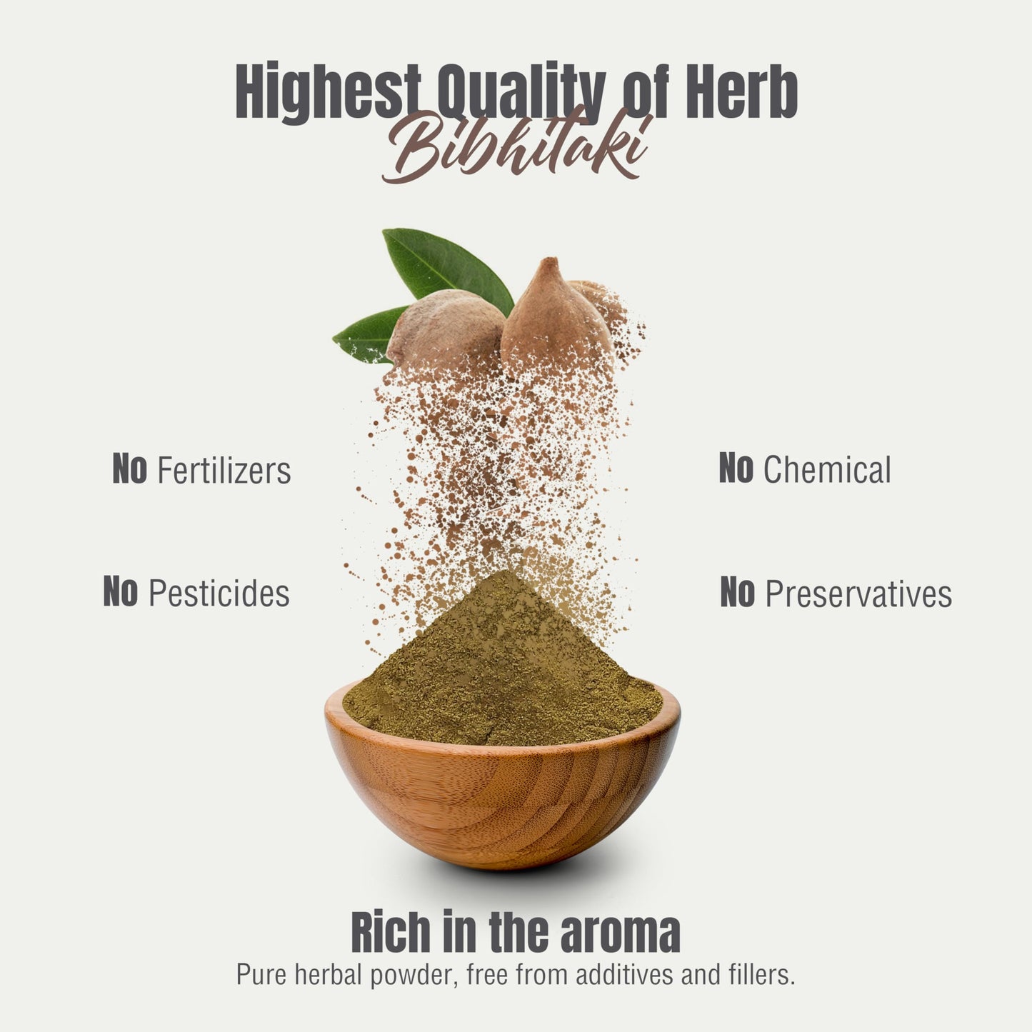 Herbsforever Bibhitaki (Terminalia bellirica) Fruit Powder Without Seed for Digestion & Kapha Detoxification, 16 Ounce