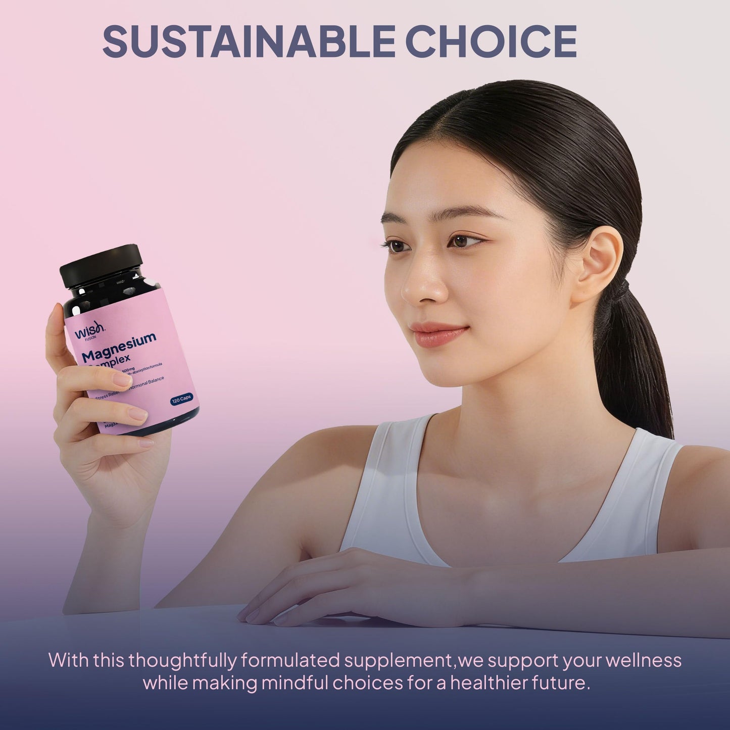 Wish Fusion Magnesium Complex for Women 500mg Triple Magnesium Complex with Magnesium Glycinate, Citrate & Malate High Absorption Magnesium Supplement for Mood, Stress Relief & Hormonal Balance Capsules 120 Count