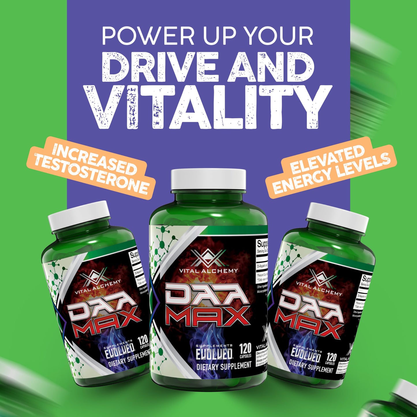 Vital Alchemy Supplements DAA MAX Testosterone Booster with D-Aspartic Acid 1500mg Capsules 120 Count