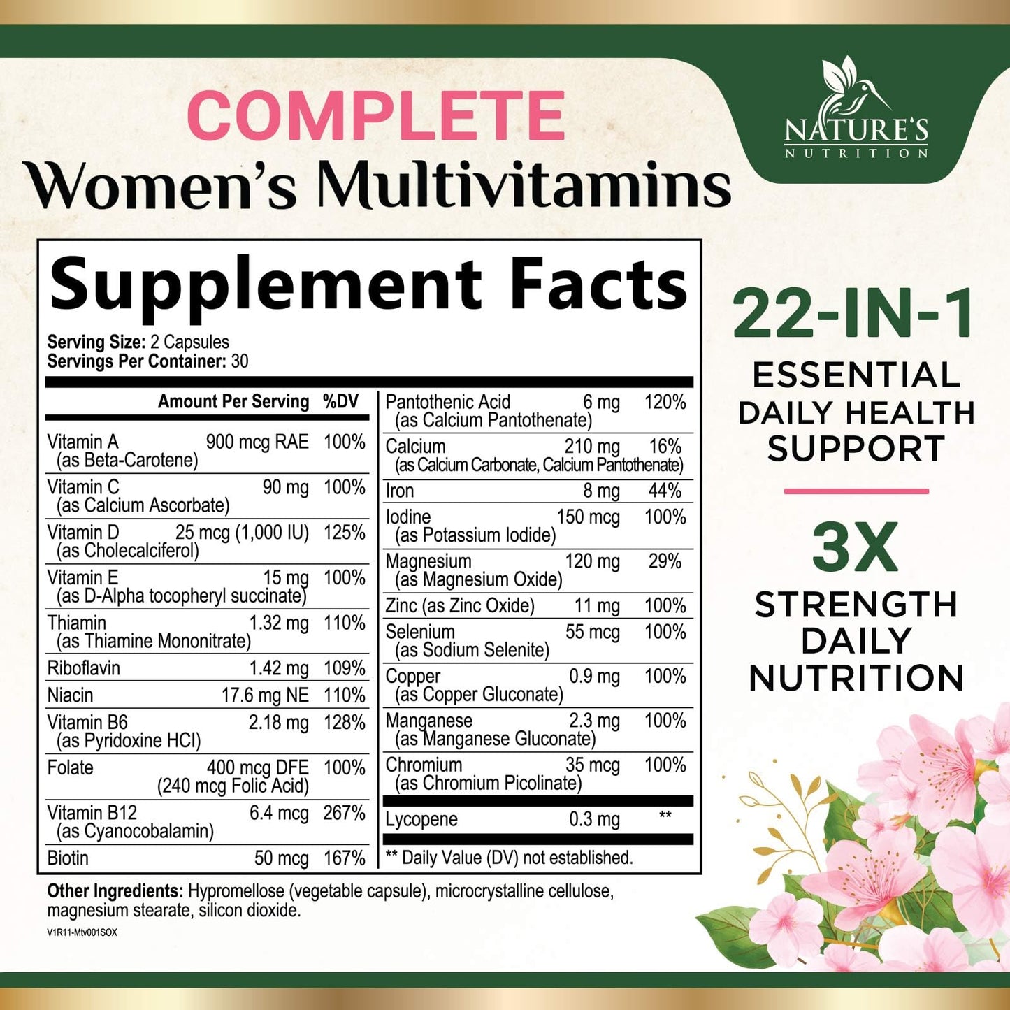Nature's Nutrition Multivitamin for Women Capsule, 60 Count