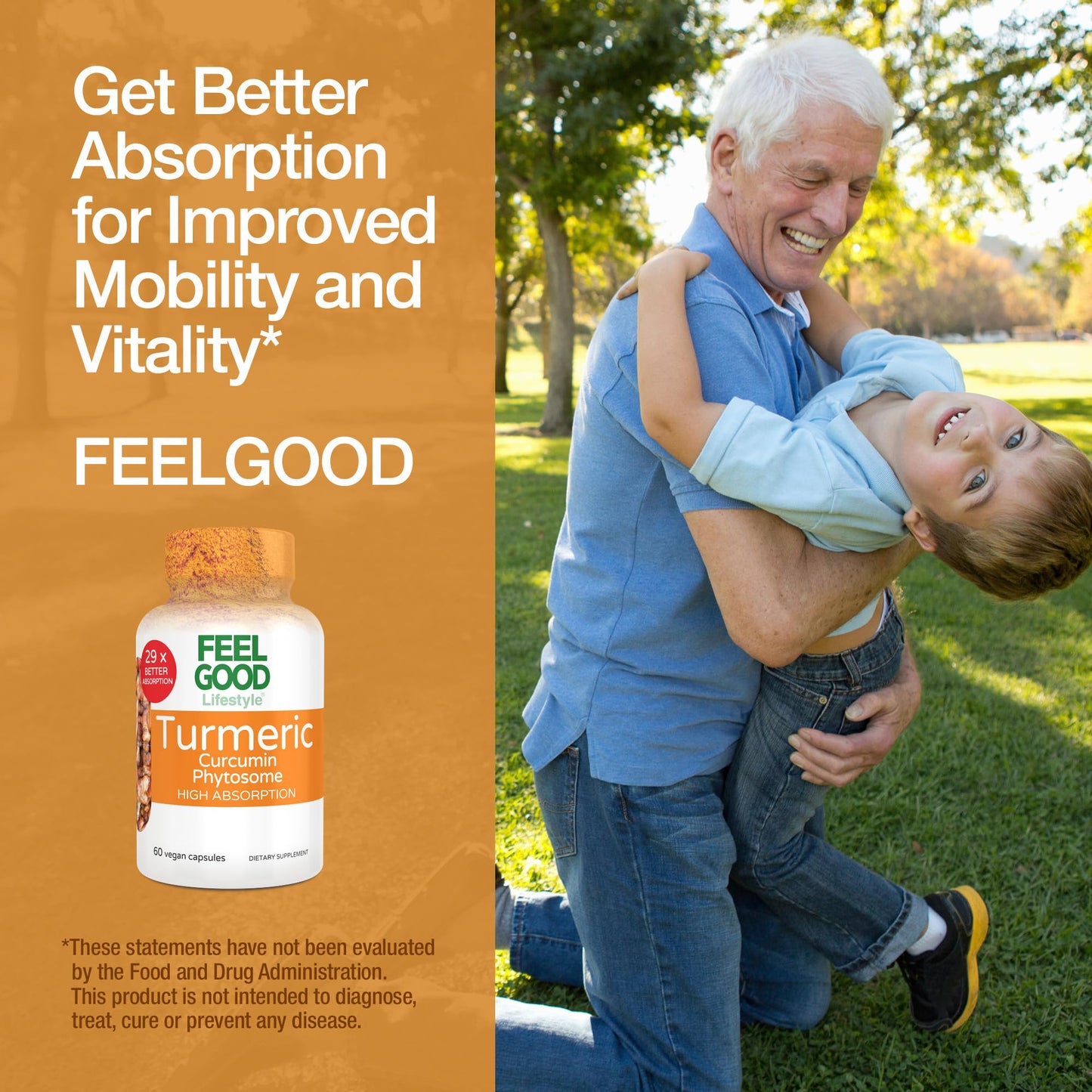 FEEL GOOD Turmeric Curcumin Capsules 60 Count