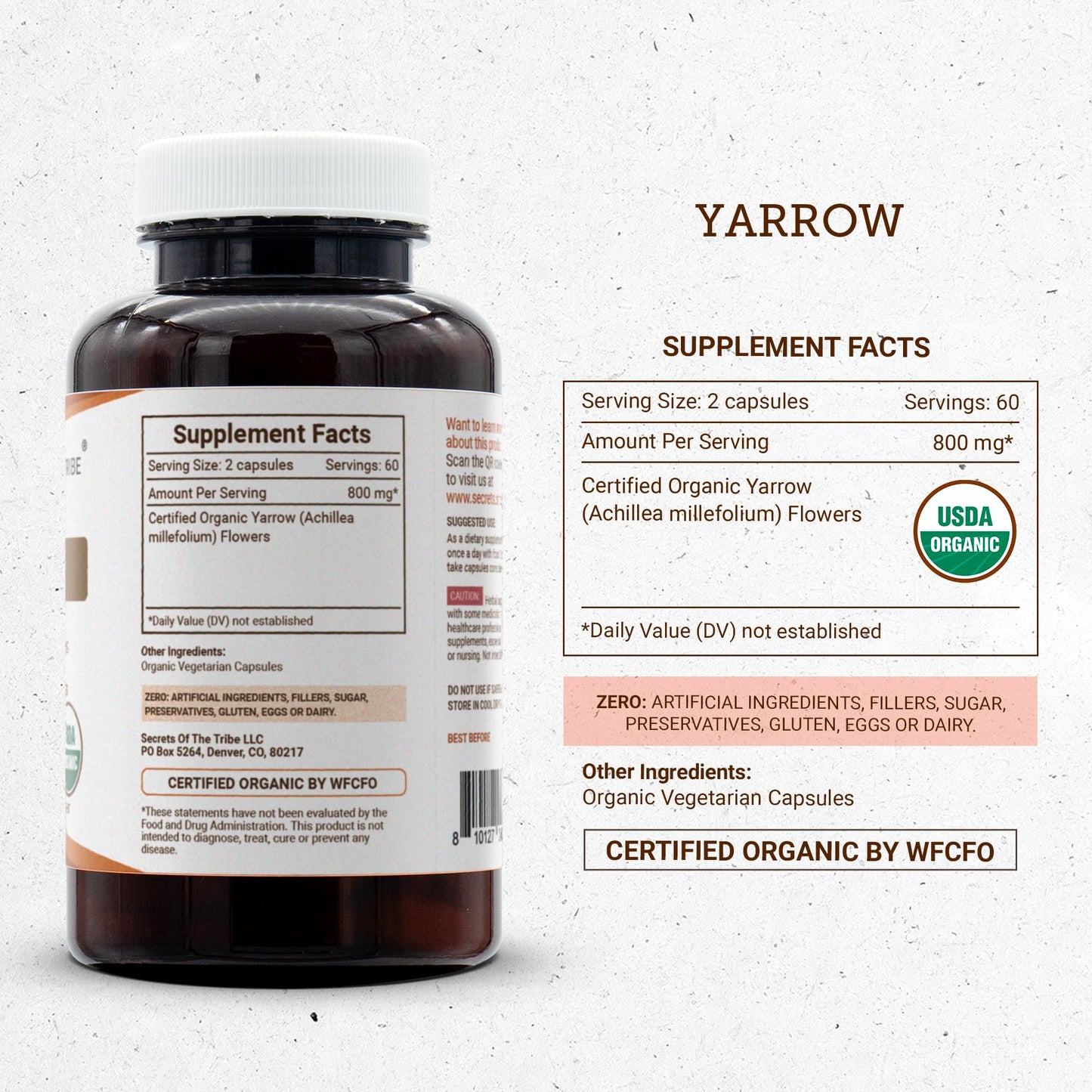 Secrets of the Tribe Yarrow Capsules 120 Count
