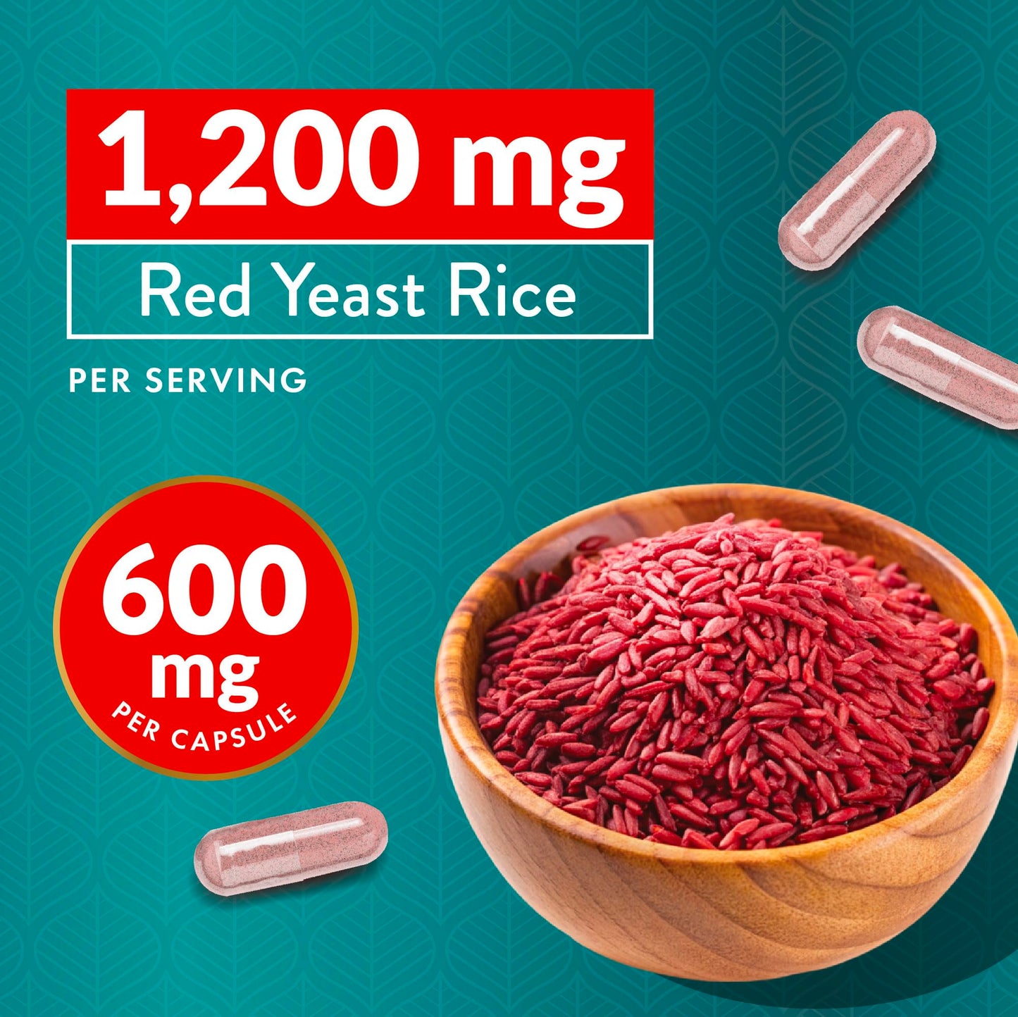 Purely Holistic Red Yeast Rice with CoQ10 Supplement Capsules 120 Count