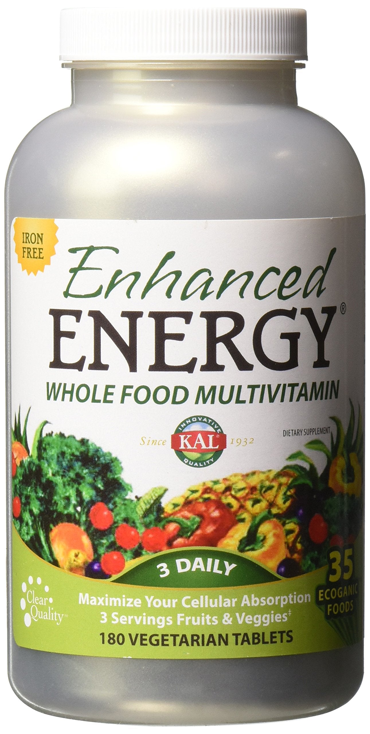 KAL Enhanced Energy Iron Free Kal Tablets, 180 Tablets