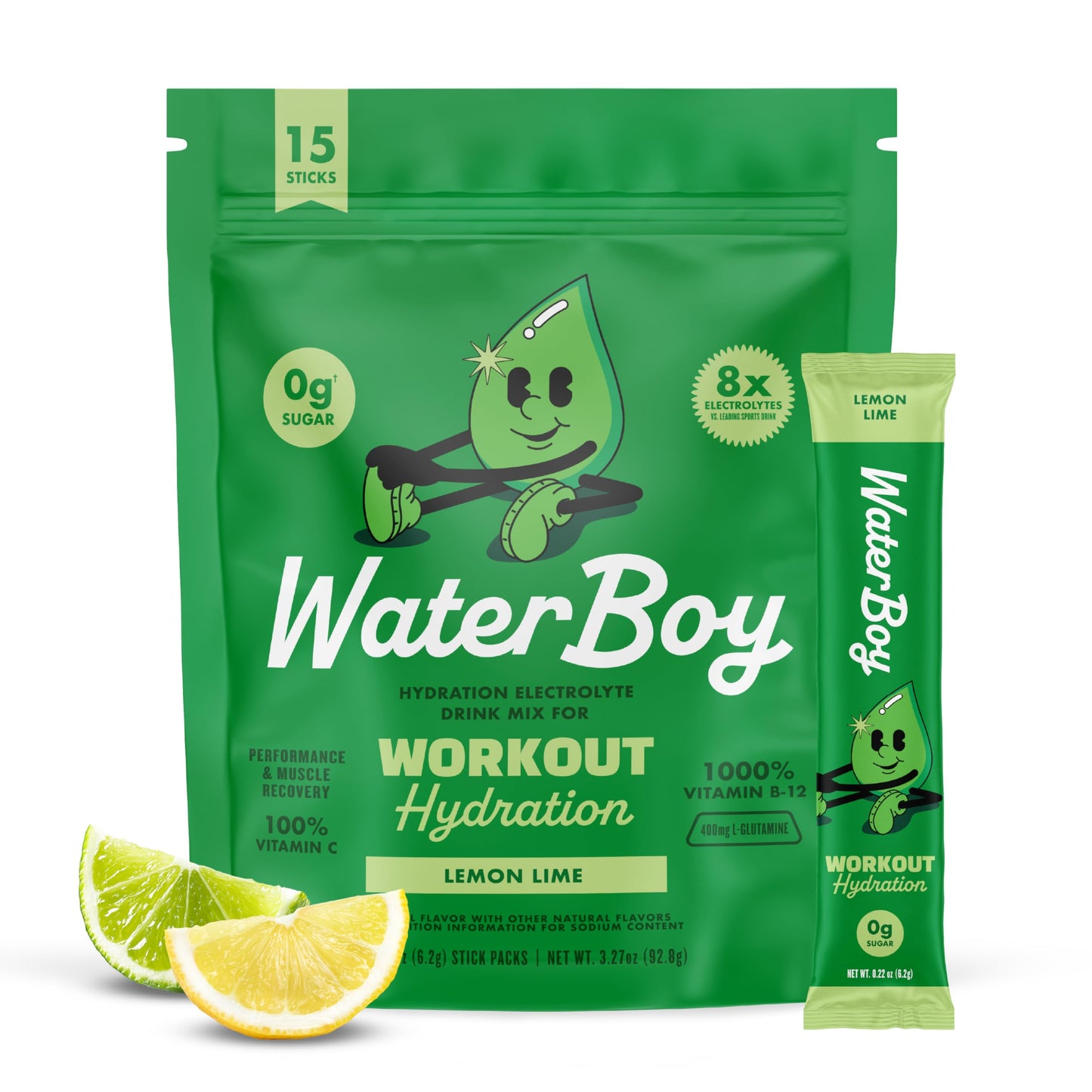 Waterboy Workout Hydration Electrolytes Powder, Lemon Lime, Sugar Free, 3.5 oz
