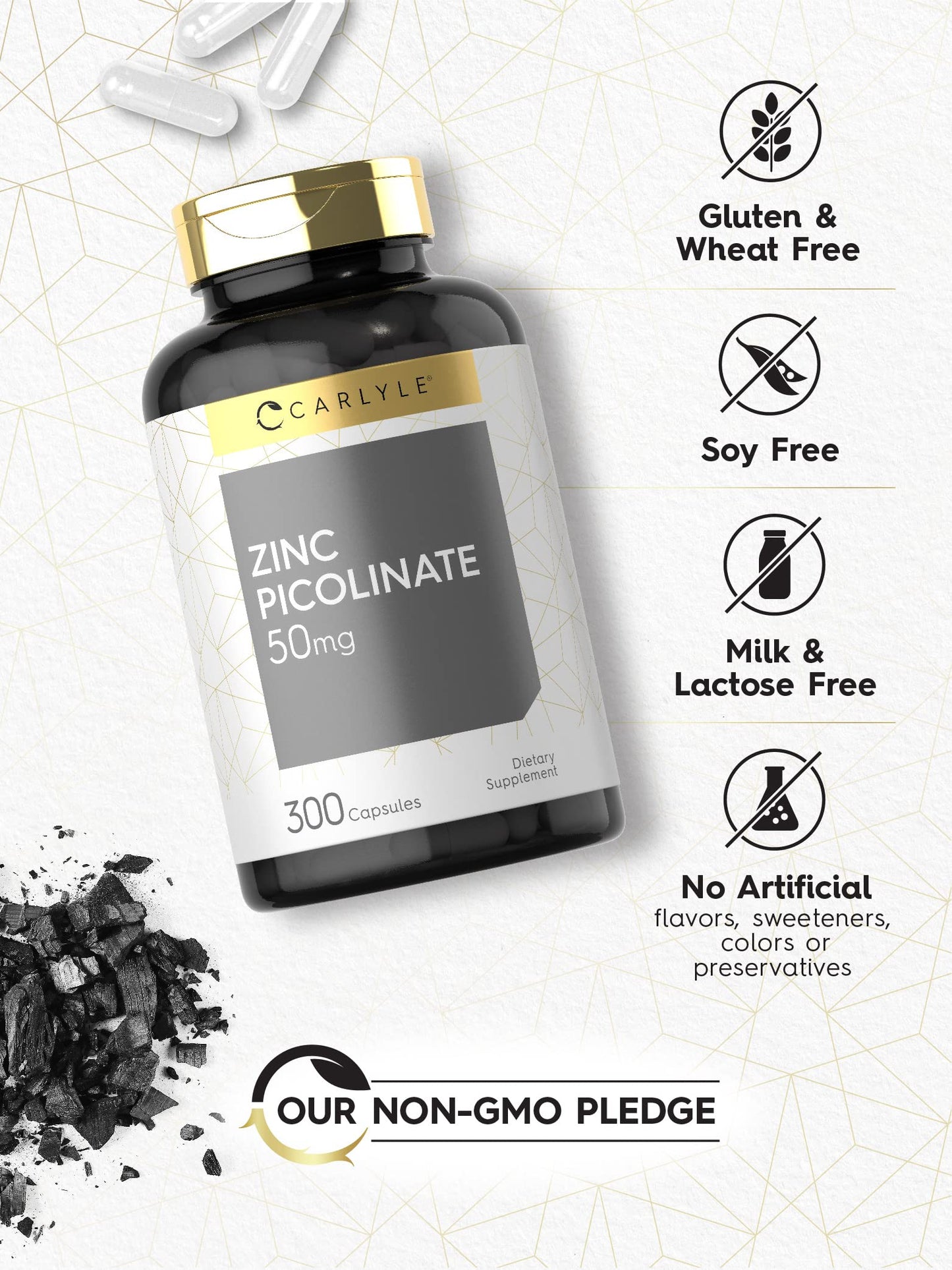 Carlyle Zinc Picolinate 50mg Capsules 300 Count