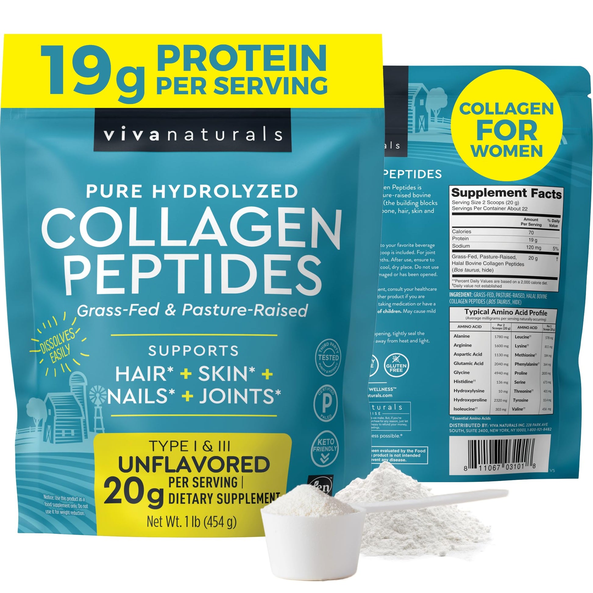 Viva Naturals Collagen Peptides Powder 16 oz
