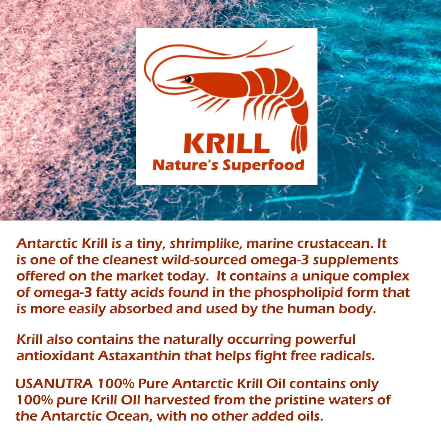 USANUTRA Antarctic Krill Oil Softgels, 60 Count
