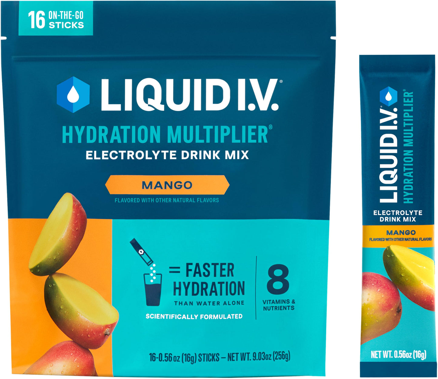 Liquid I.V. Hydration Multiplier Powder Mango, 16 Servings