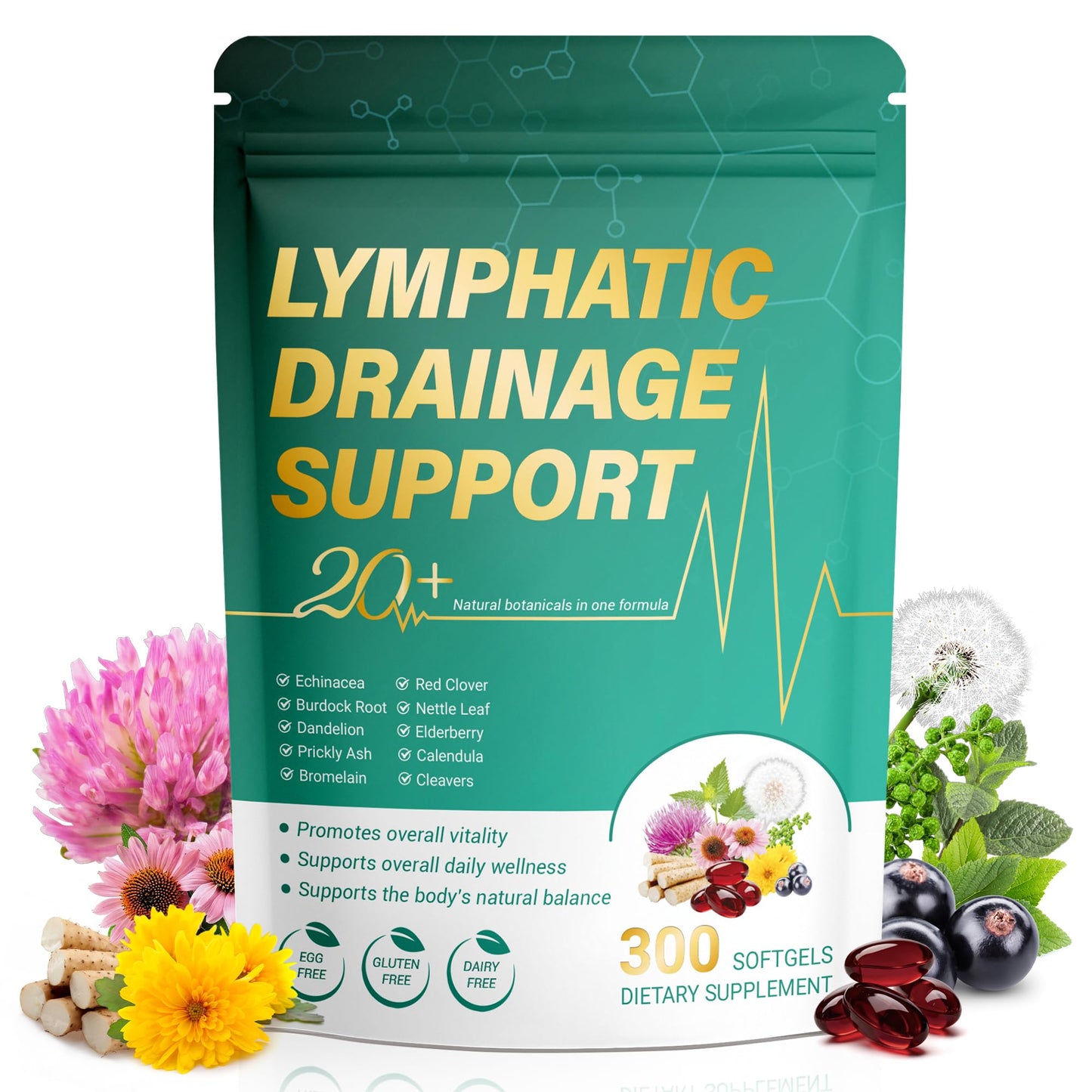 Kaseano Lymphatic Drainage Supplement Softgels 300