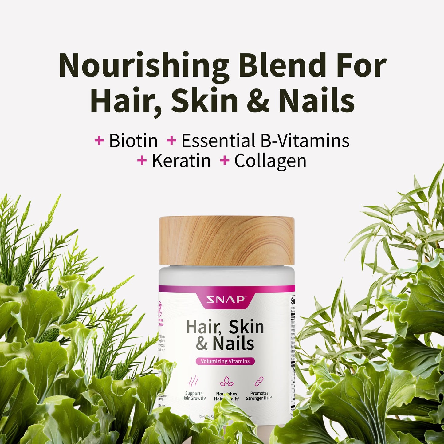 Snap Supplements Hair, Skin and Nails Vitamins Capsules, 60 Capsules