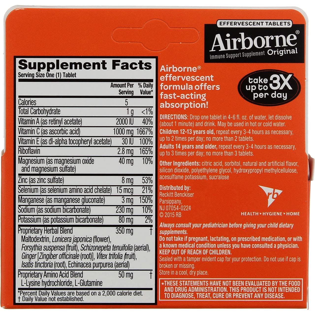 Airborne On-The-Go Packs Zesty Orange Powder 10 Count
