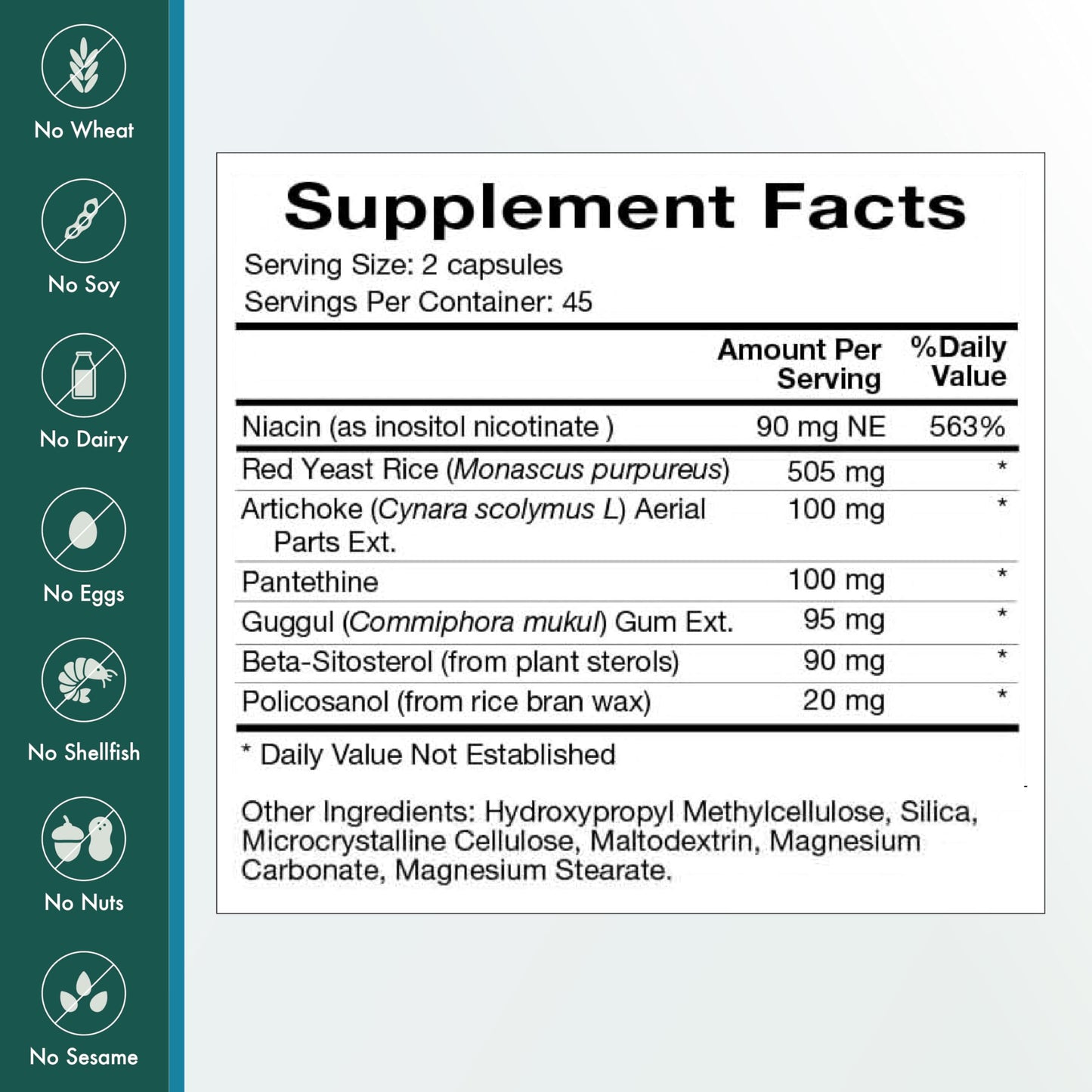 Natura Health Products Cho-Less Red Yeast Rice & Niacin Plant Based Capsules, 90 Count