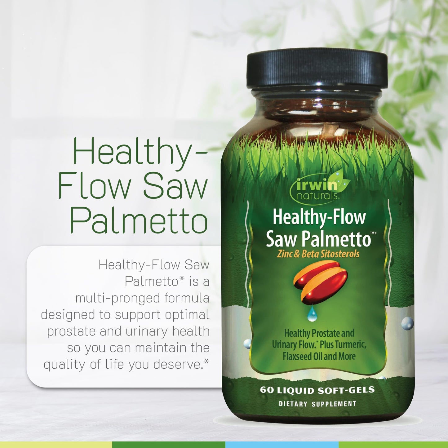 Irwin Naturals Healthy-Flow Saw Palmetto Prostate Support Softgel 60 Count (Pack of 2)