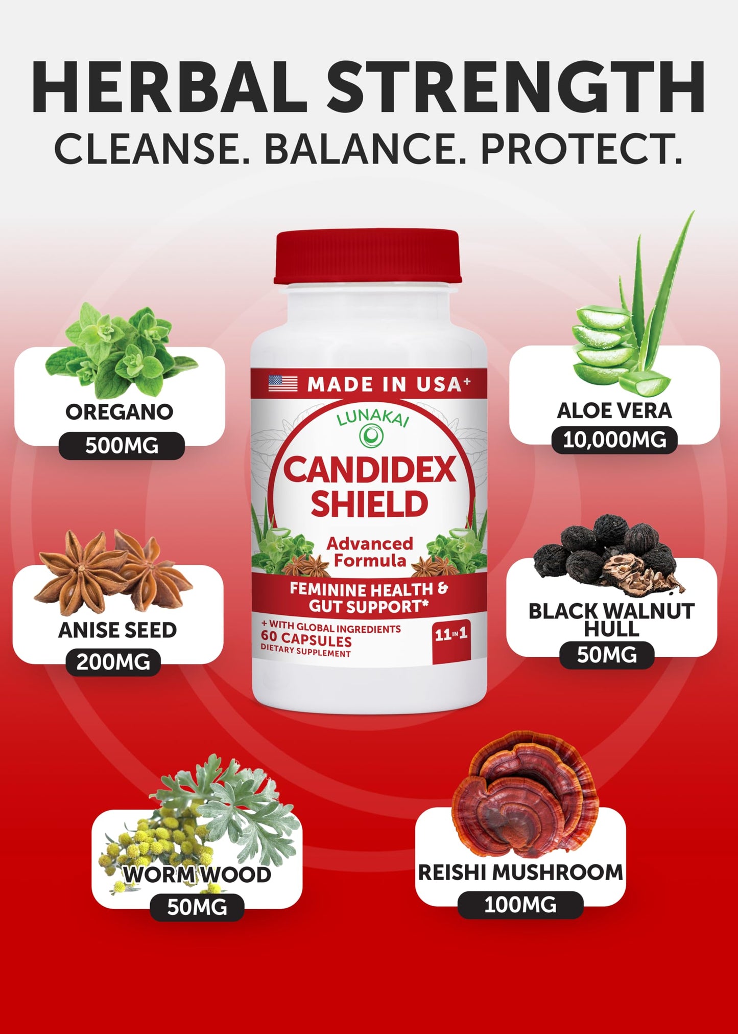 Lunakai Candida Cleanse Detox Gummy, 60 Count